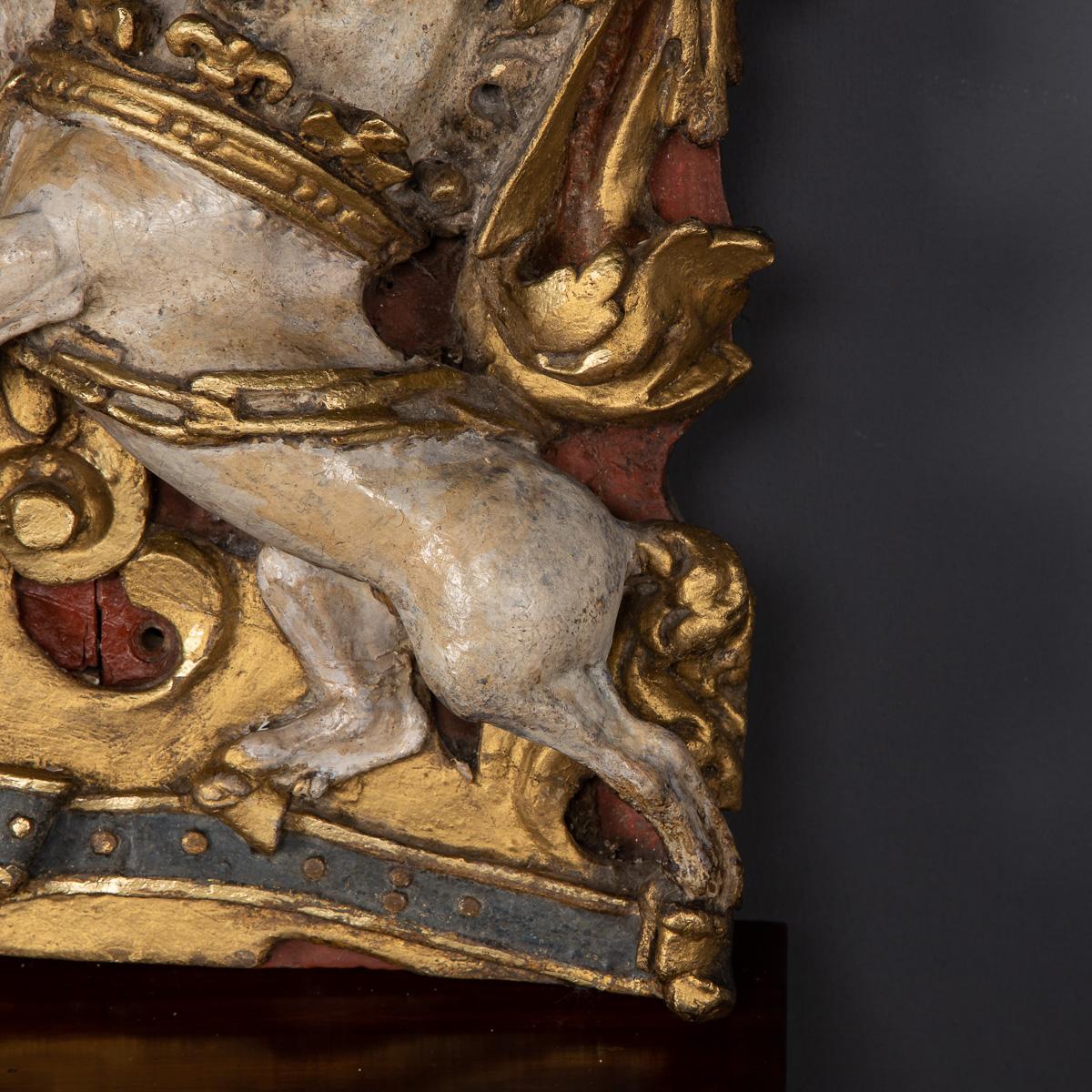 18th Century and Earlier 18th Century British Royal Coat of Arms, Carved & Painted Wood, c.1780