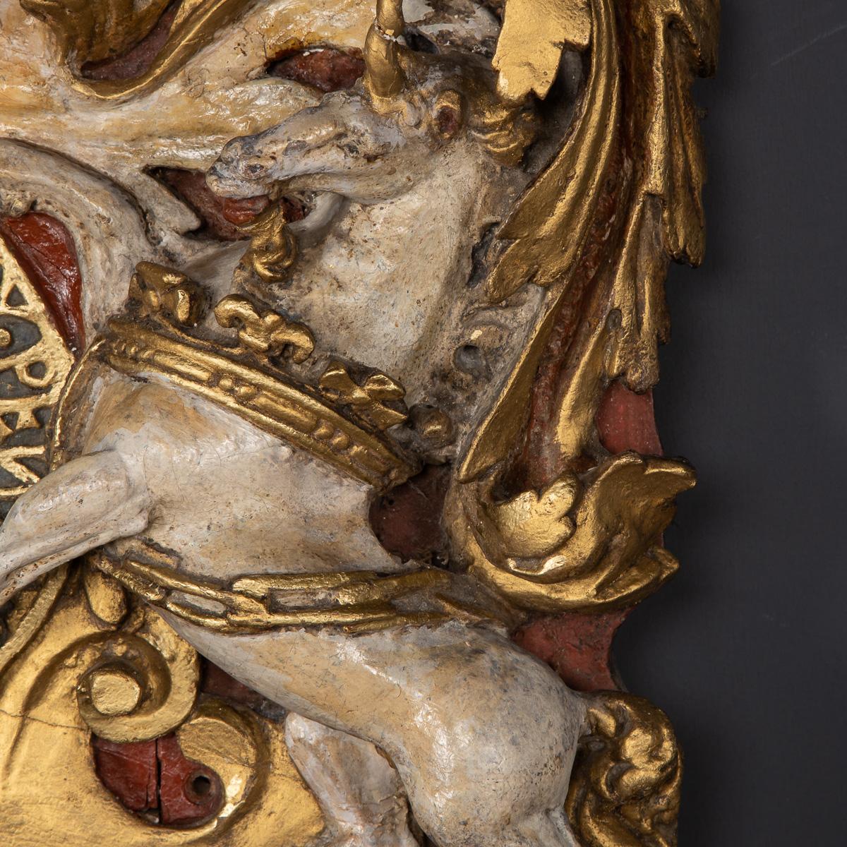 18th Century British Royal Coat of Arms, Carved & Painted Wood, c.1780 1