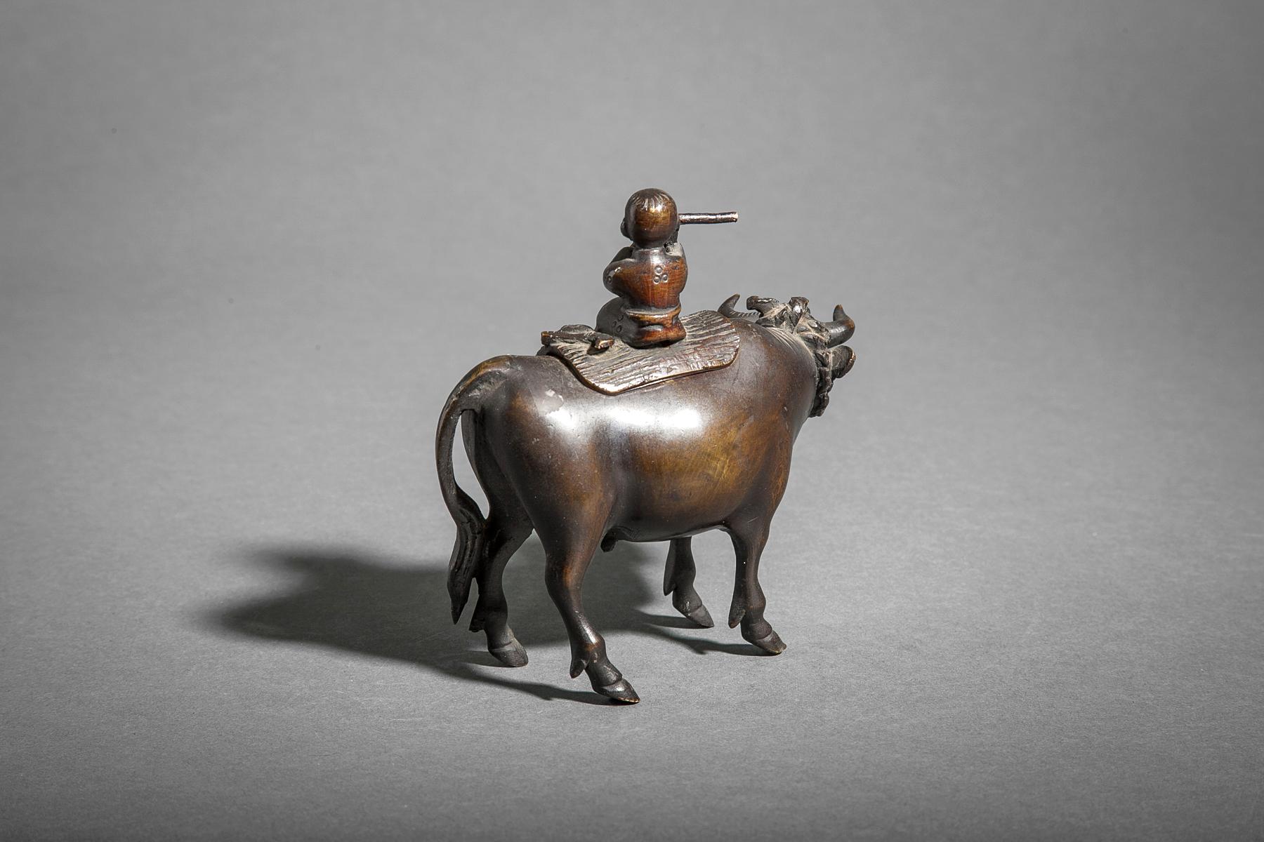 18th Century Bronze Censer of a Boy Riding a Bull In Good Condition For Sale In Hudson, NY