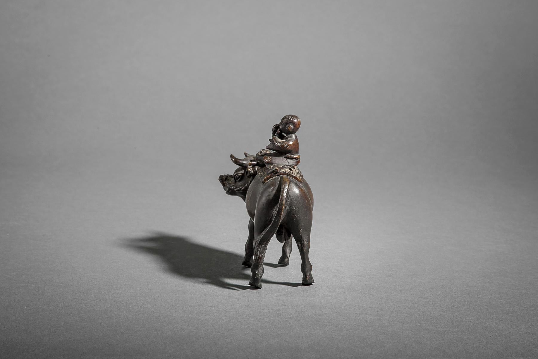 18th Century Bronze Censer of a Boy Riding a Bull For Sale 1