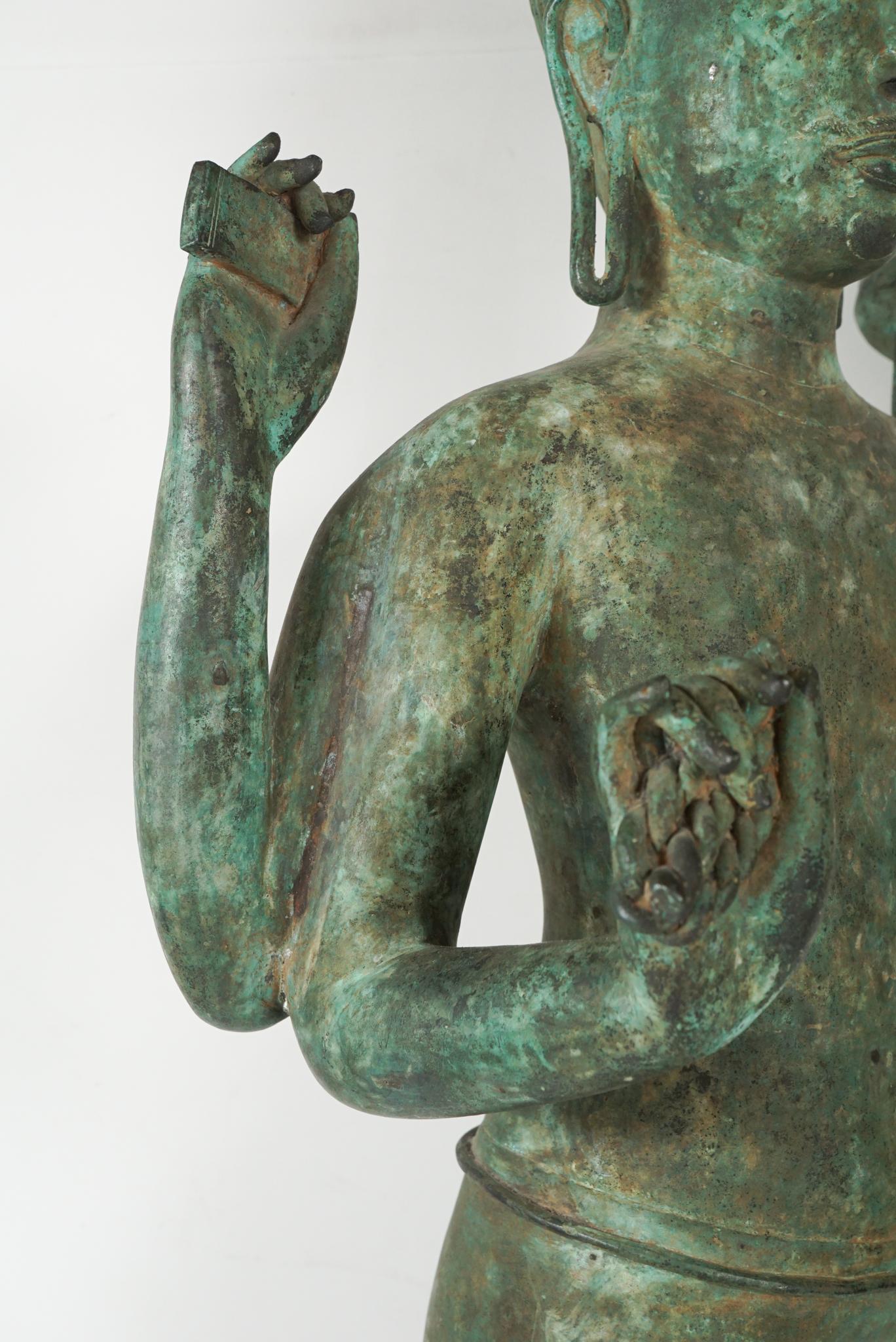 Monumental Bronze Khmer-Style Figure of Avalokiteshvara 2