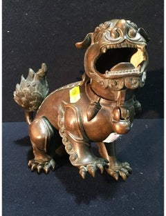 18th Century Bronze Lion Dog Censer