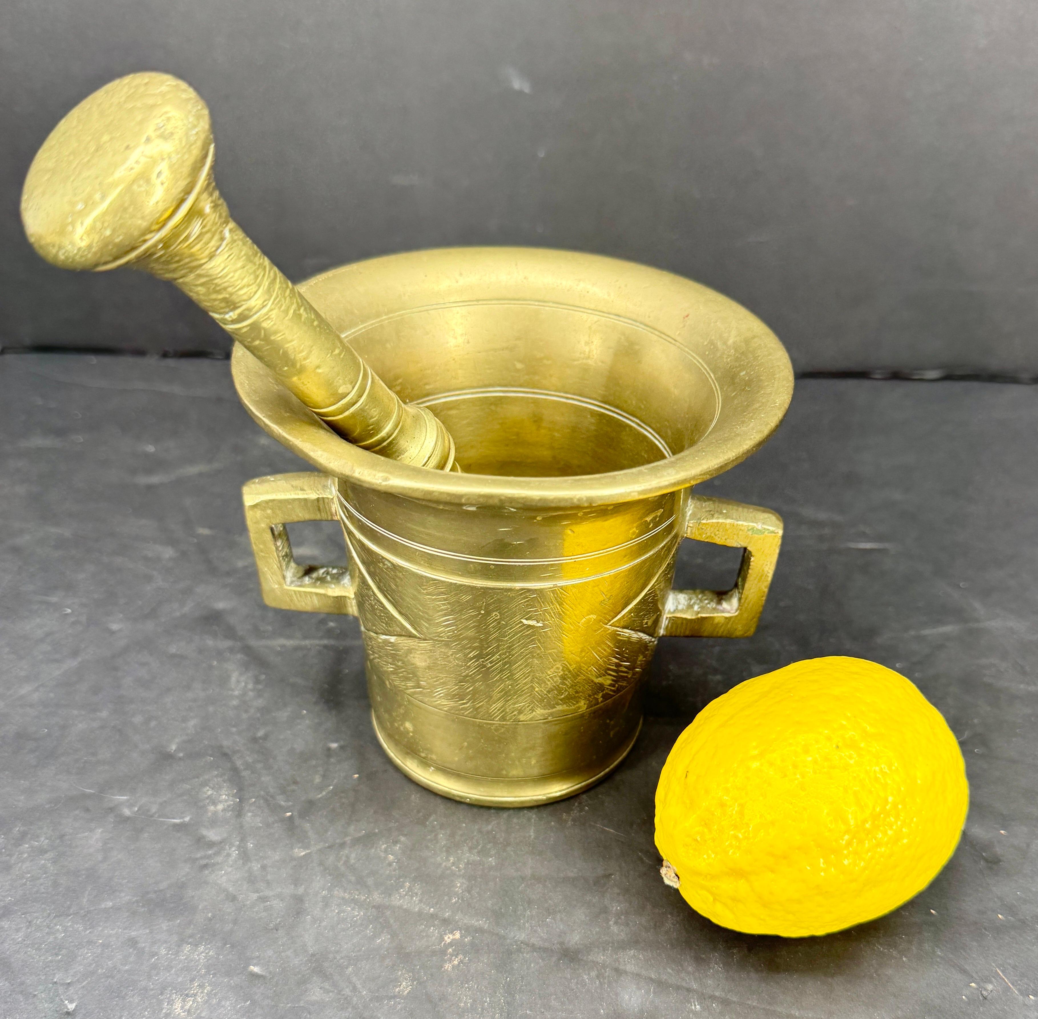 Empire 18th Century Bronze Mortar with Pestle Apothecary Set For Sale