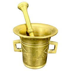 18th Century Bronze Mortar with Pestle Apothecary Set