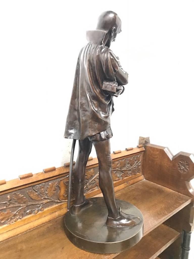 Cast 18th Century Bronze Statue of a Shakespearian Character For Sale