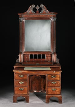 18th Century Brown Mahogany Irish Kneehole Cabinet