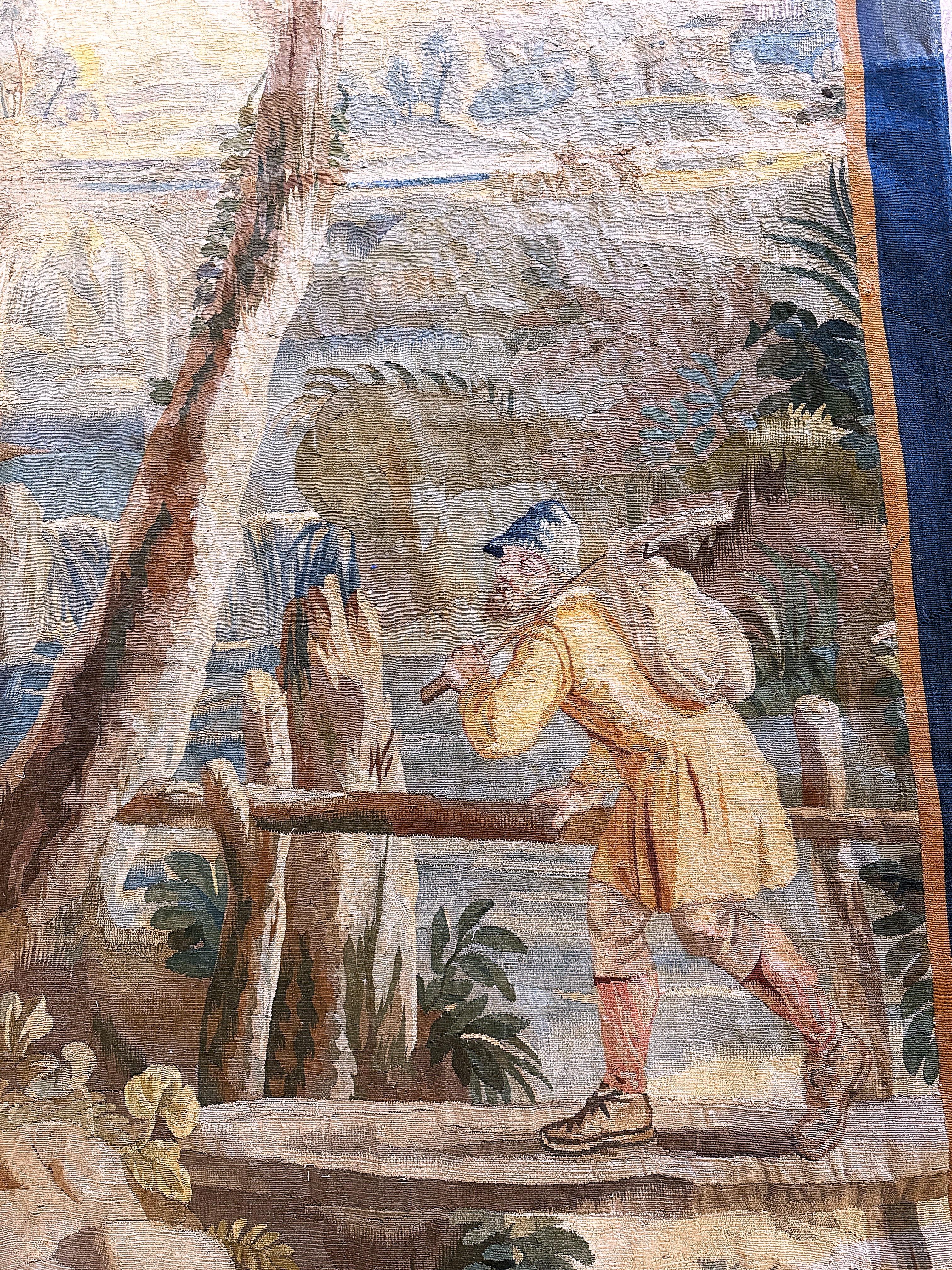 18th Century Brussels Handwoven Pastoral Tapestry Attributed to V. Leynier 5