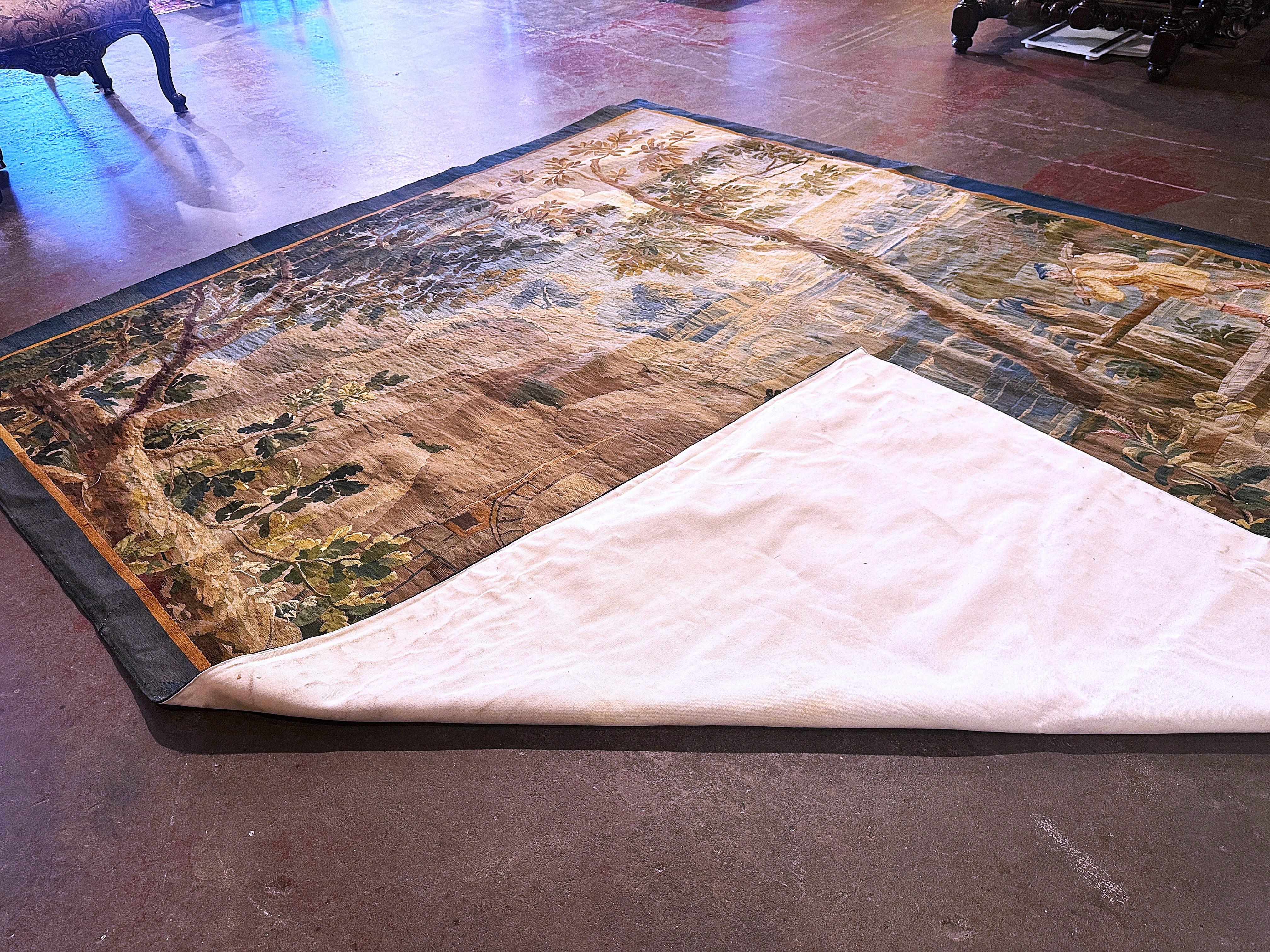 18th Century Brussels Handwoven Pastoral Tapestry Attributed to V. Leynier 8