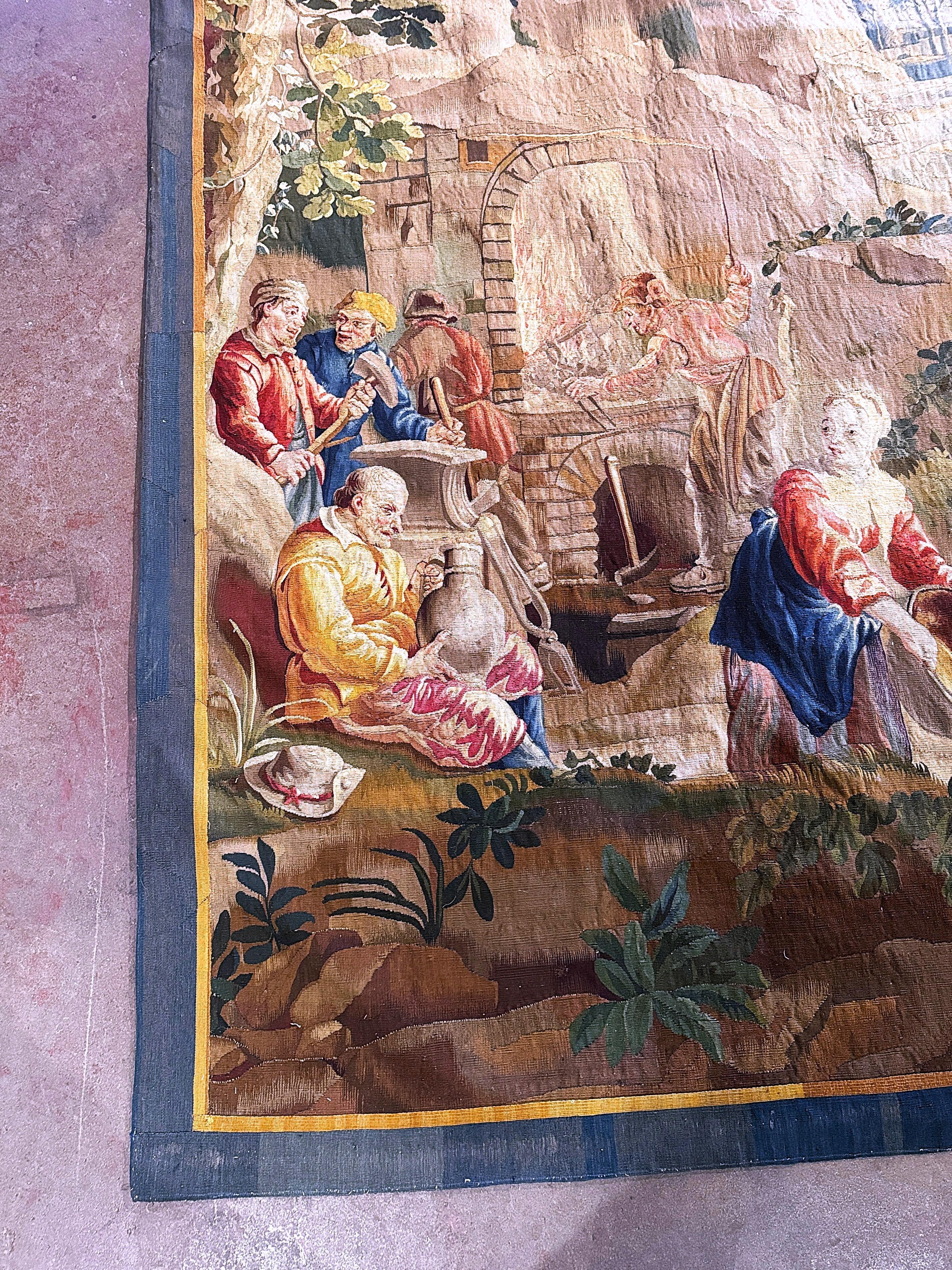 Hand-Woven 18th Century Brussels Handwoven Pastoral Tapestry Attributed to V. Leynier