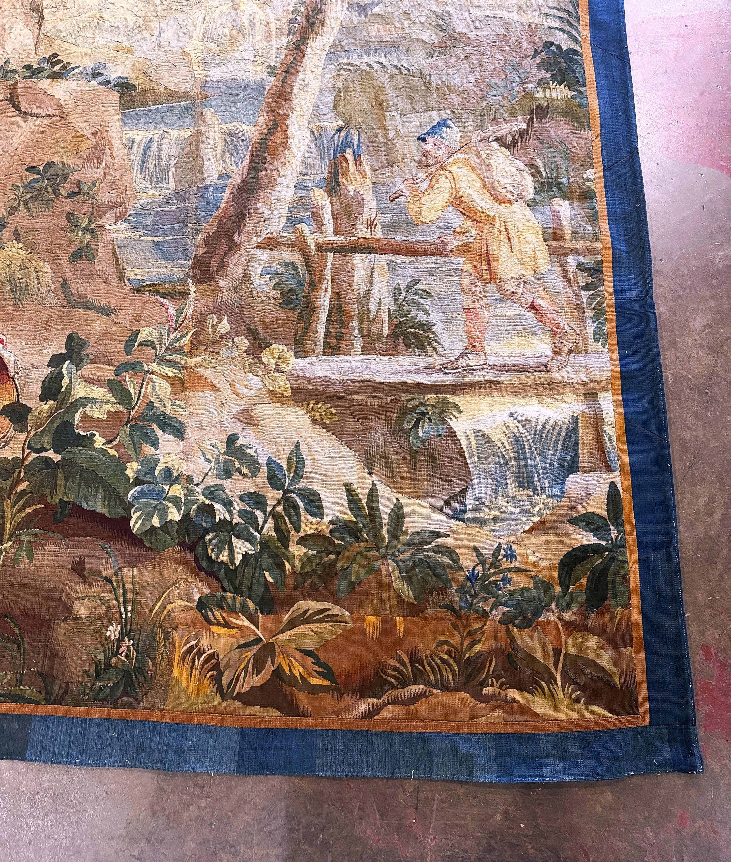 18th Century Brussels Handwoven Pastoral Tapestry Attributed to V. Leynier In Excellent Condition In Dallas, TX