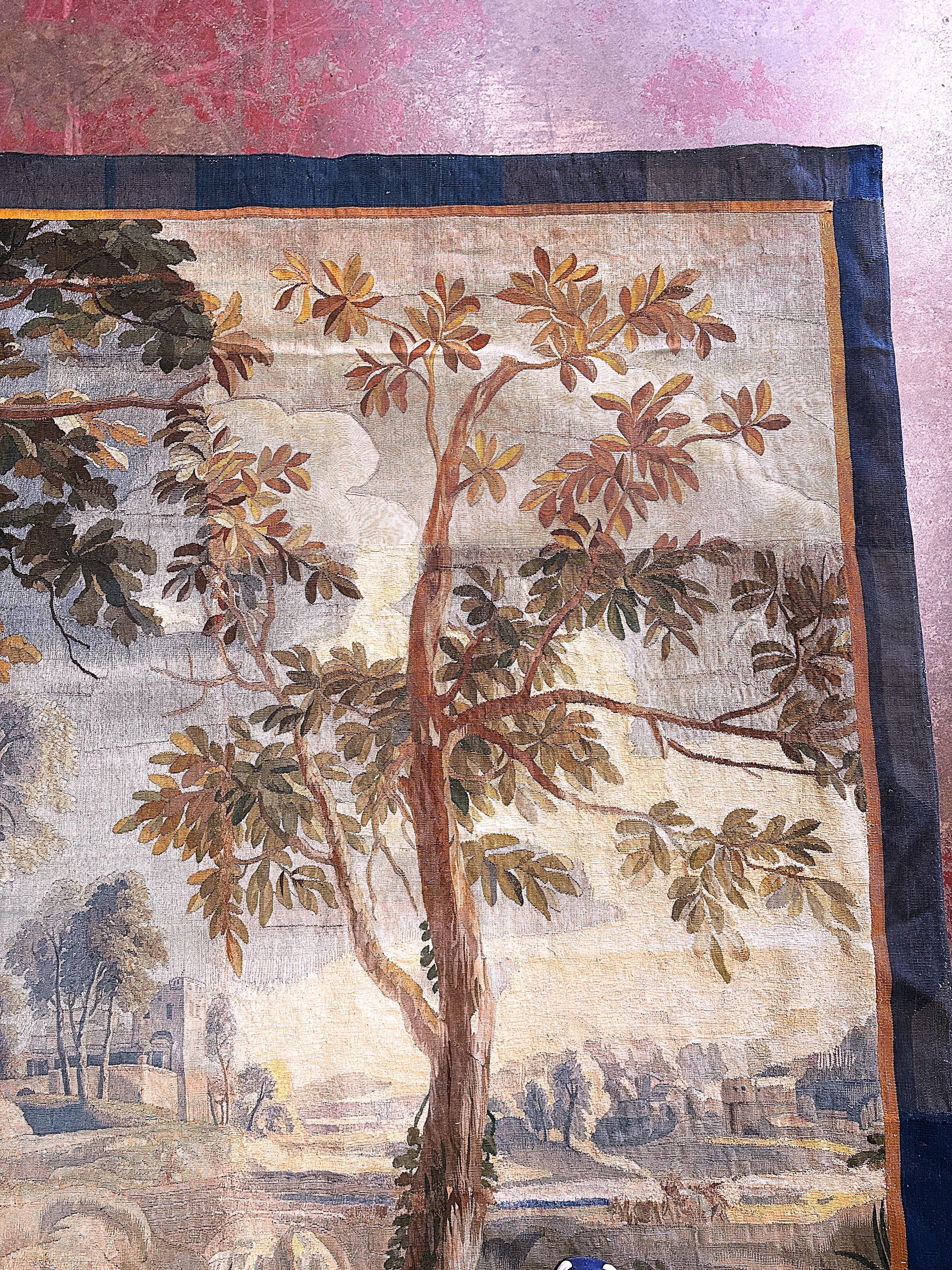 18th Century Brussels Handwoven Pastoral Tapestry Attributed to V. Leynier 1
