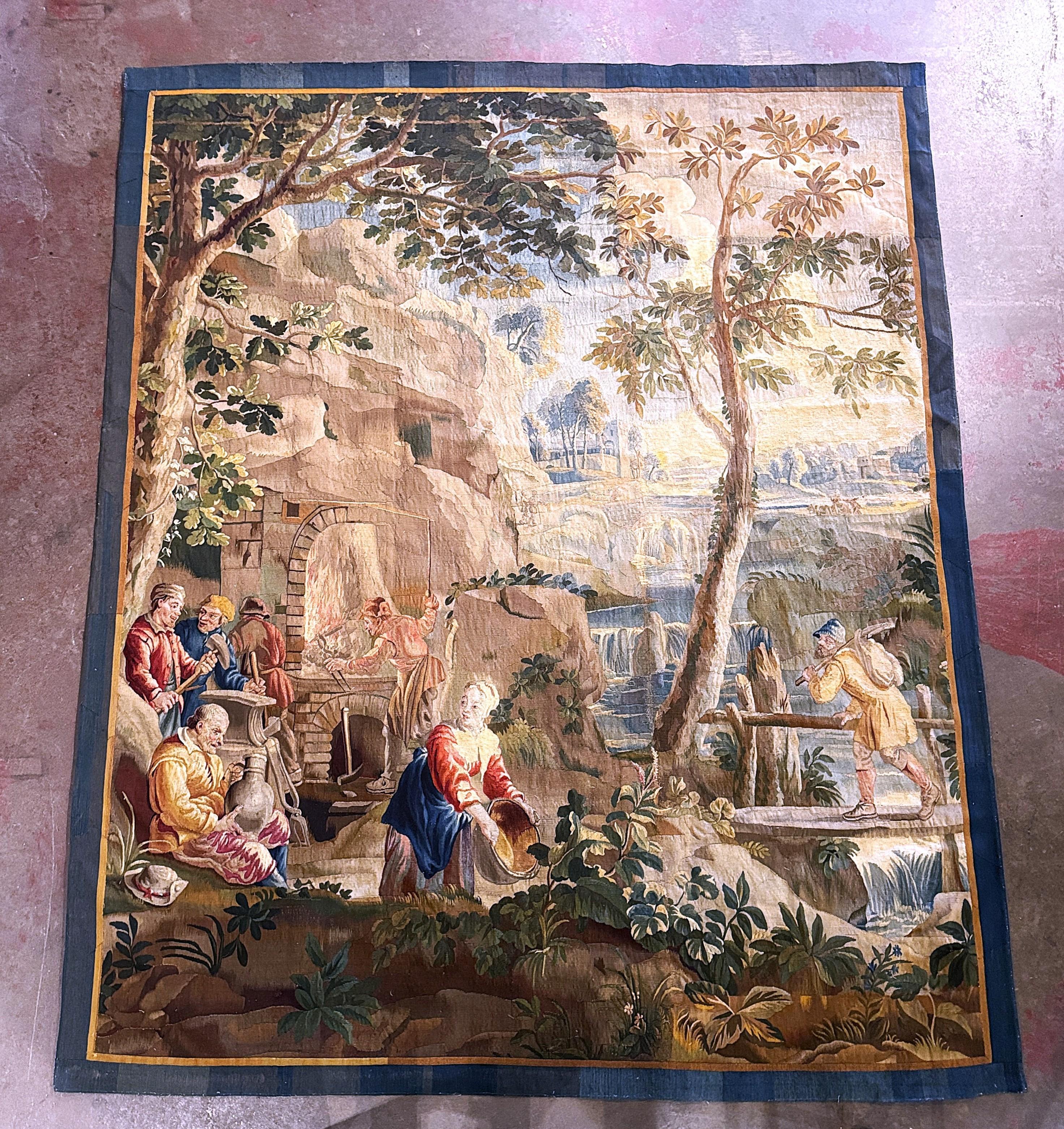 18th Century Brussels Handwoven Pastoral Tapestry Attributed to V. Leynier 2