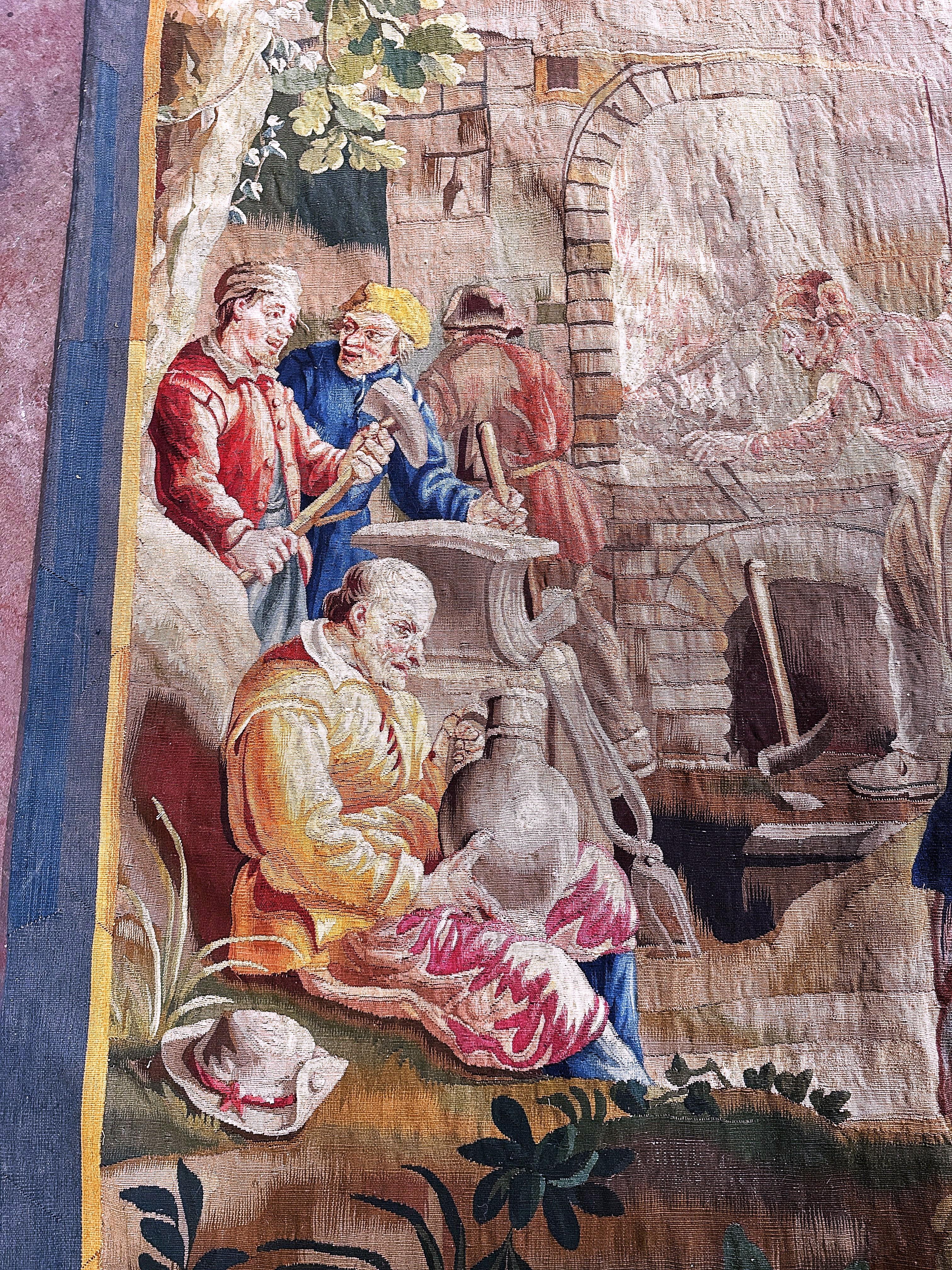 18th Century Brussels Handwoven Pastoral Tapestry Attributed to V. Leynier 3