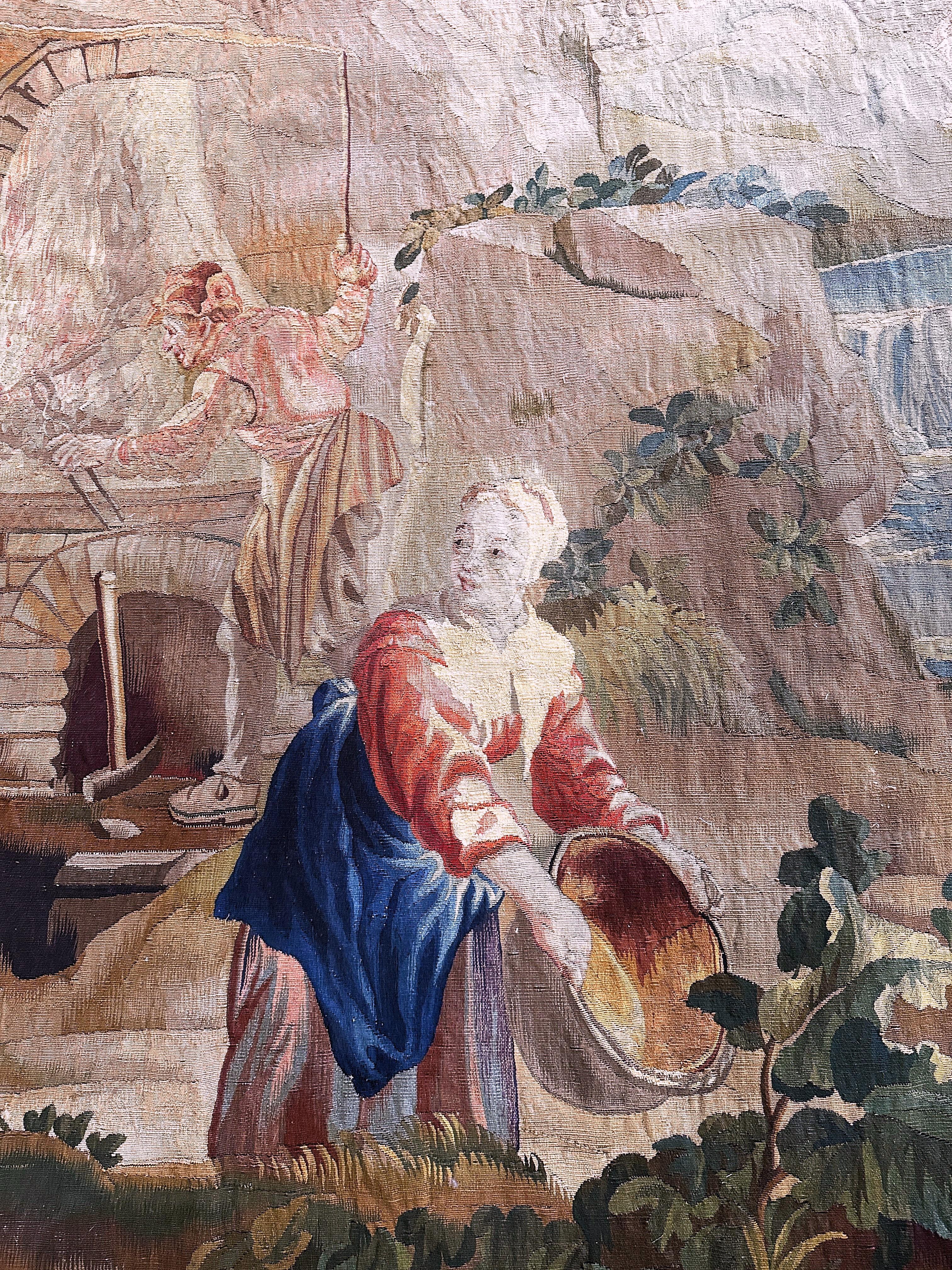 18th Century Brussels Handwoven Pastoral Tapestry Attributed to V. Leynier 4