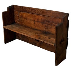 18th-century Brutalist chestnut bench from the Aosta Valley, at the foot of Mont