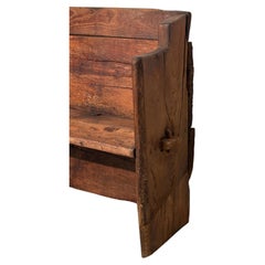 18th-century Brutalist chestnut bench from the Aosta Valley, at the foot of Mont