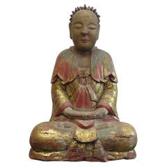 18th Century Buddha Wooden Statue 