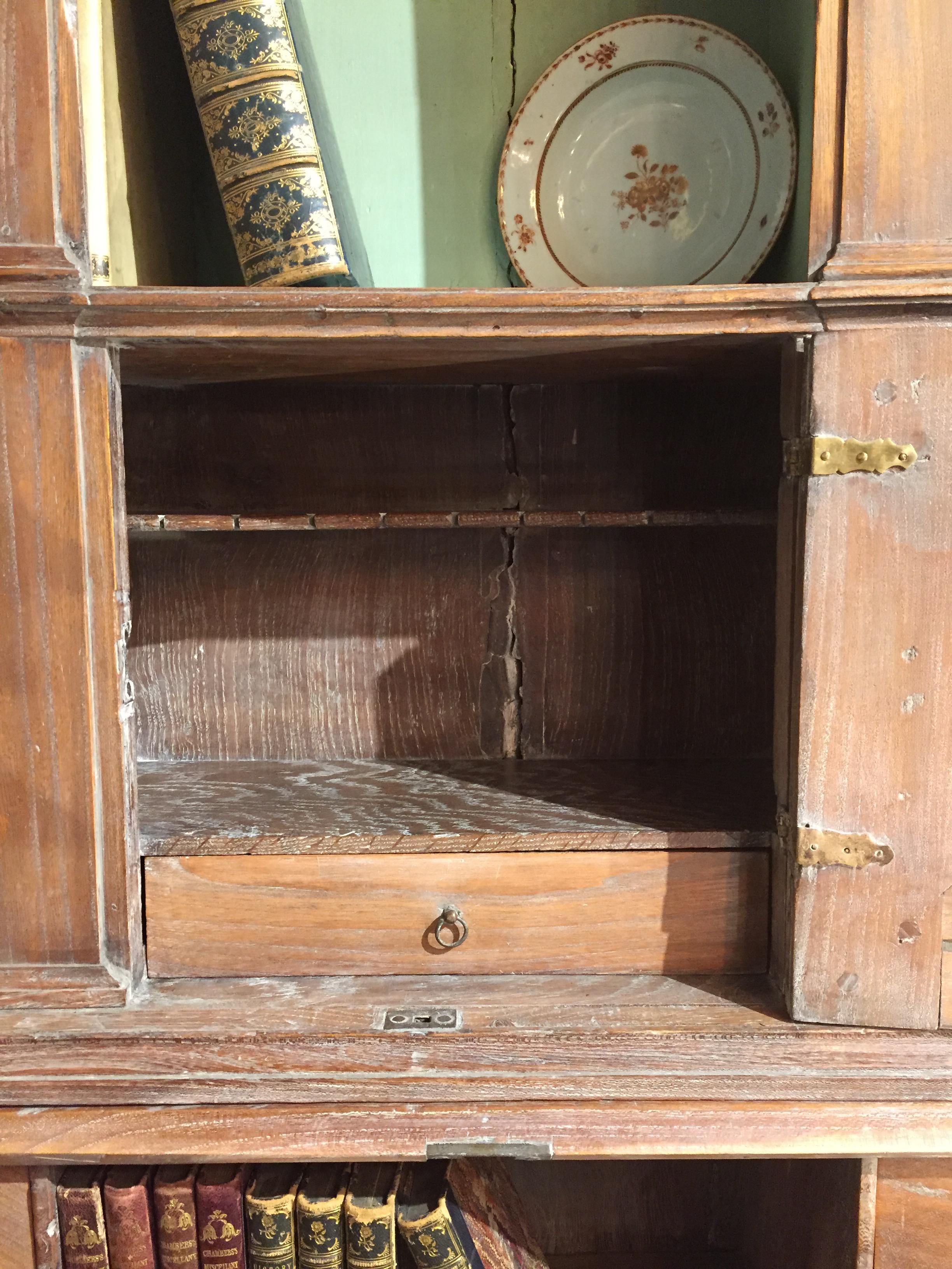 18th Century Bureau Bookcase, Gustavian Period Swedish Limed Elm  9