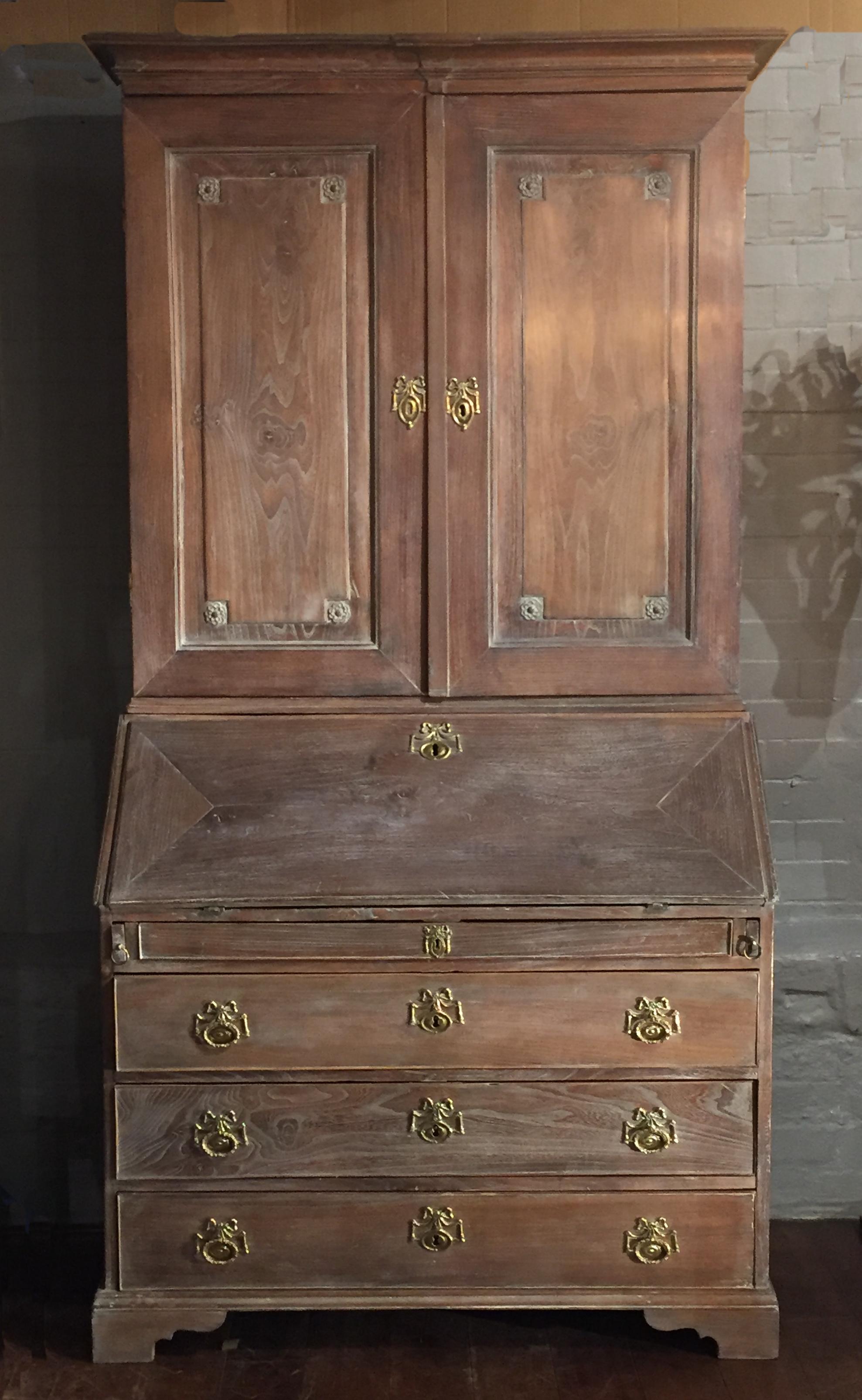 18th Century Bureau Bookcase, Gustavian Period Swedish Limed Elm  6