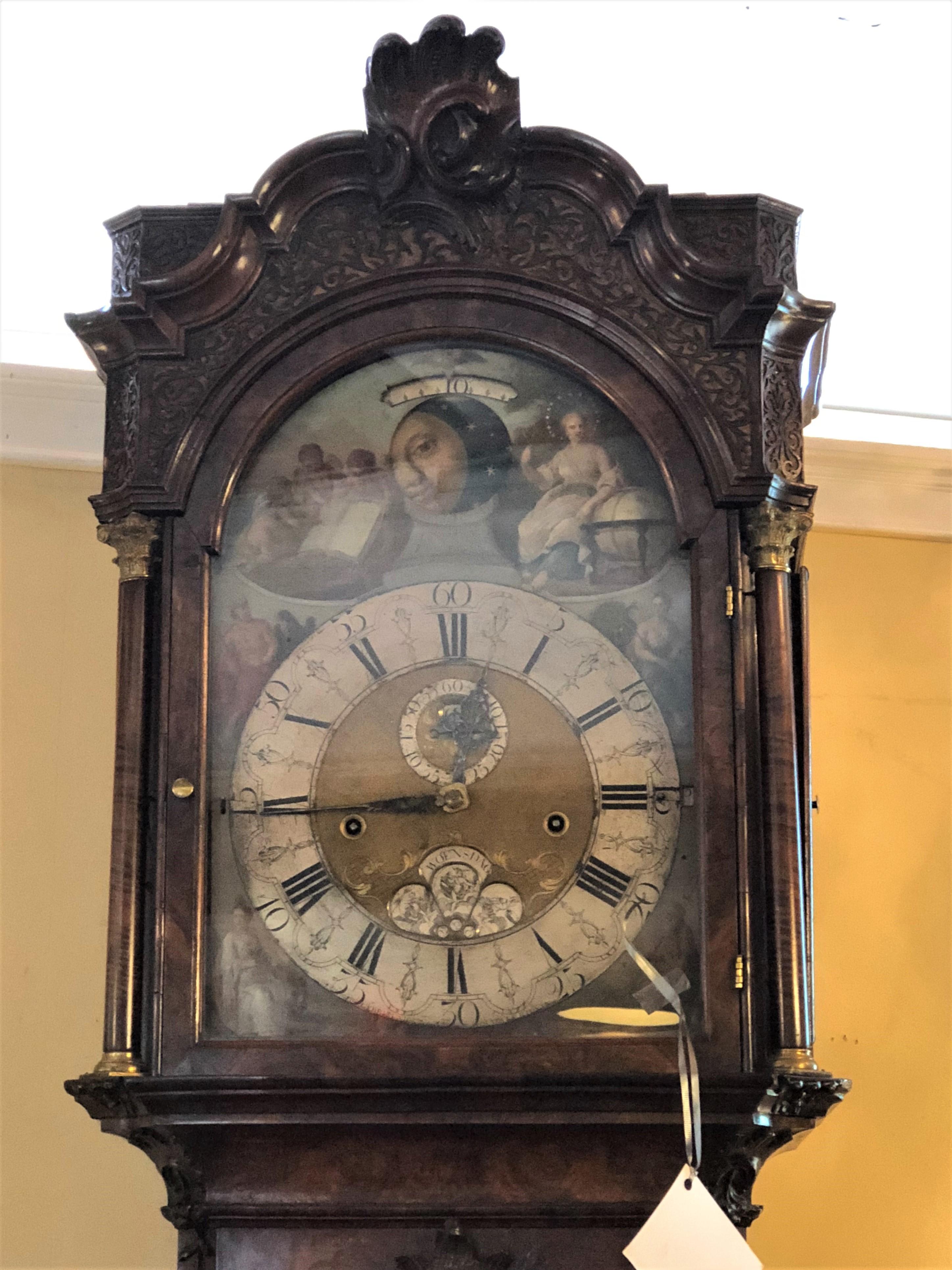 18th Century Burl Walnut Tall Case Clock by Gerrit Knip 1