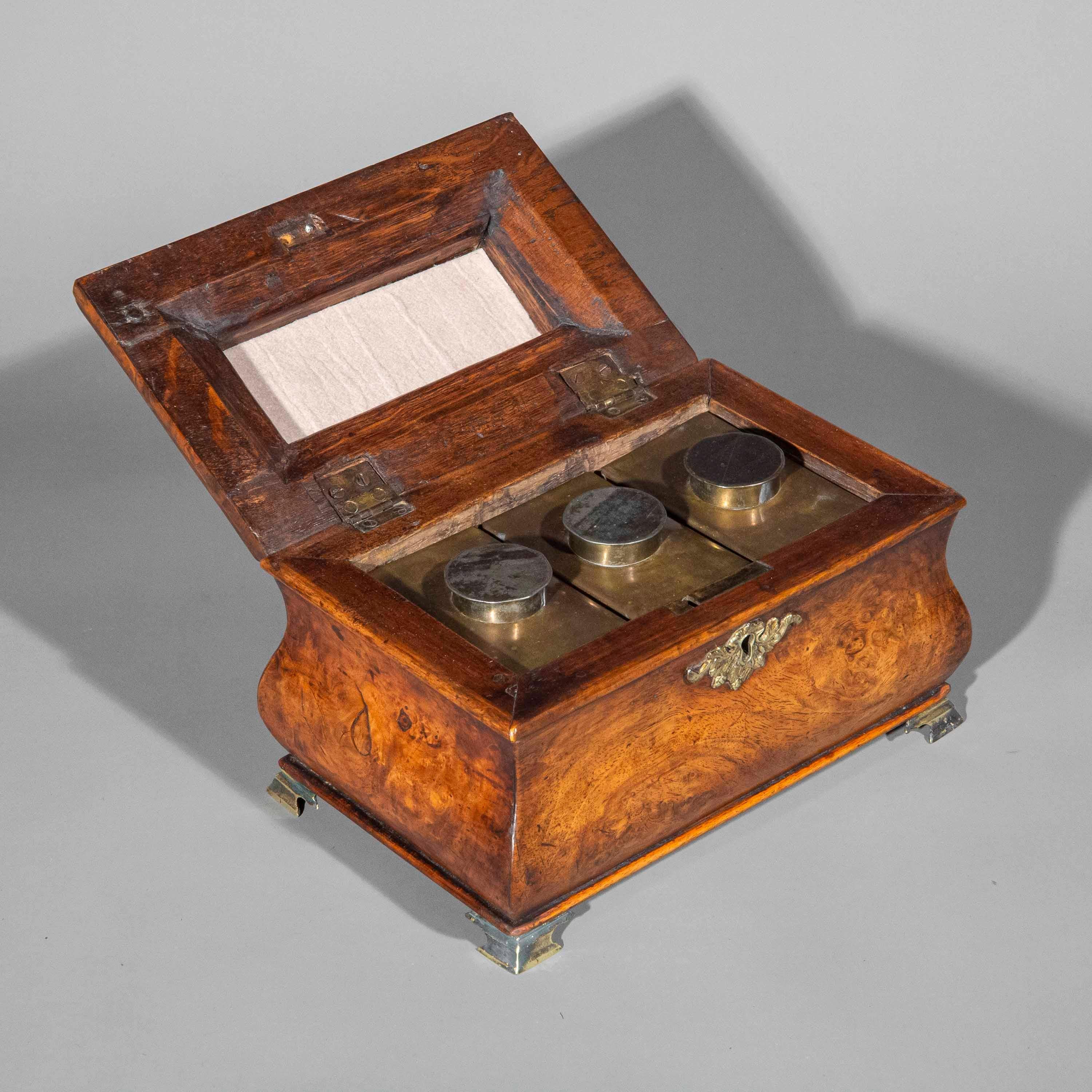 18th Century Burl Walnut Tea Caddy For Sale 4