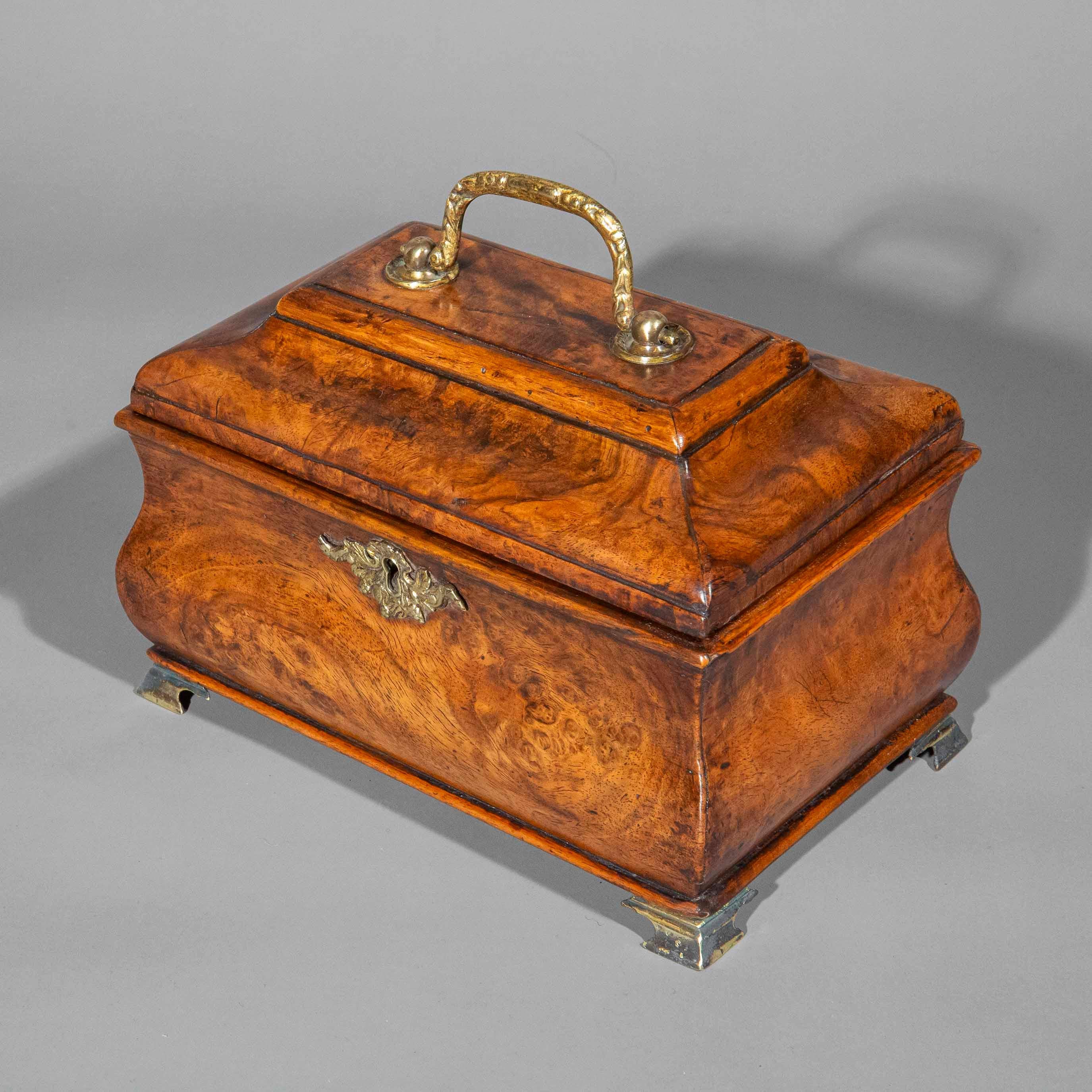 Veneer 18th Century Burl Walnut Tea Caddy For Sale