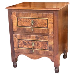 Antique 18th Century Burl Walnut Two Drawer Commode