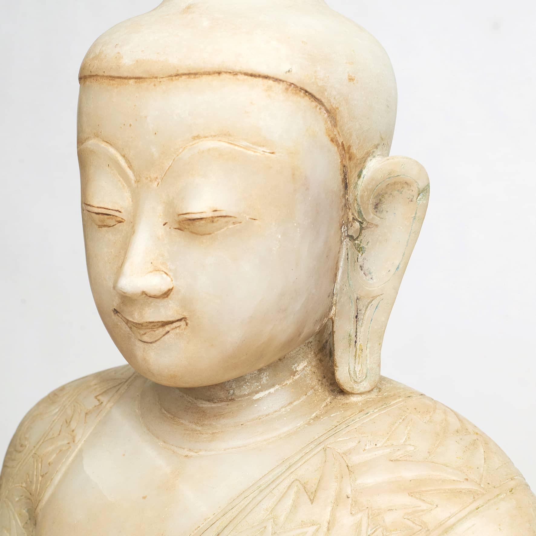 18th Century Burmese Alabaster Stone Buddha 1