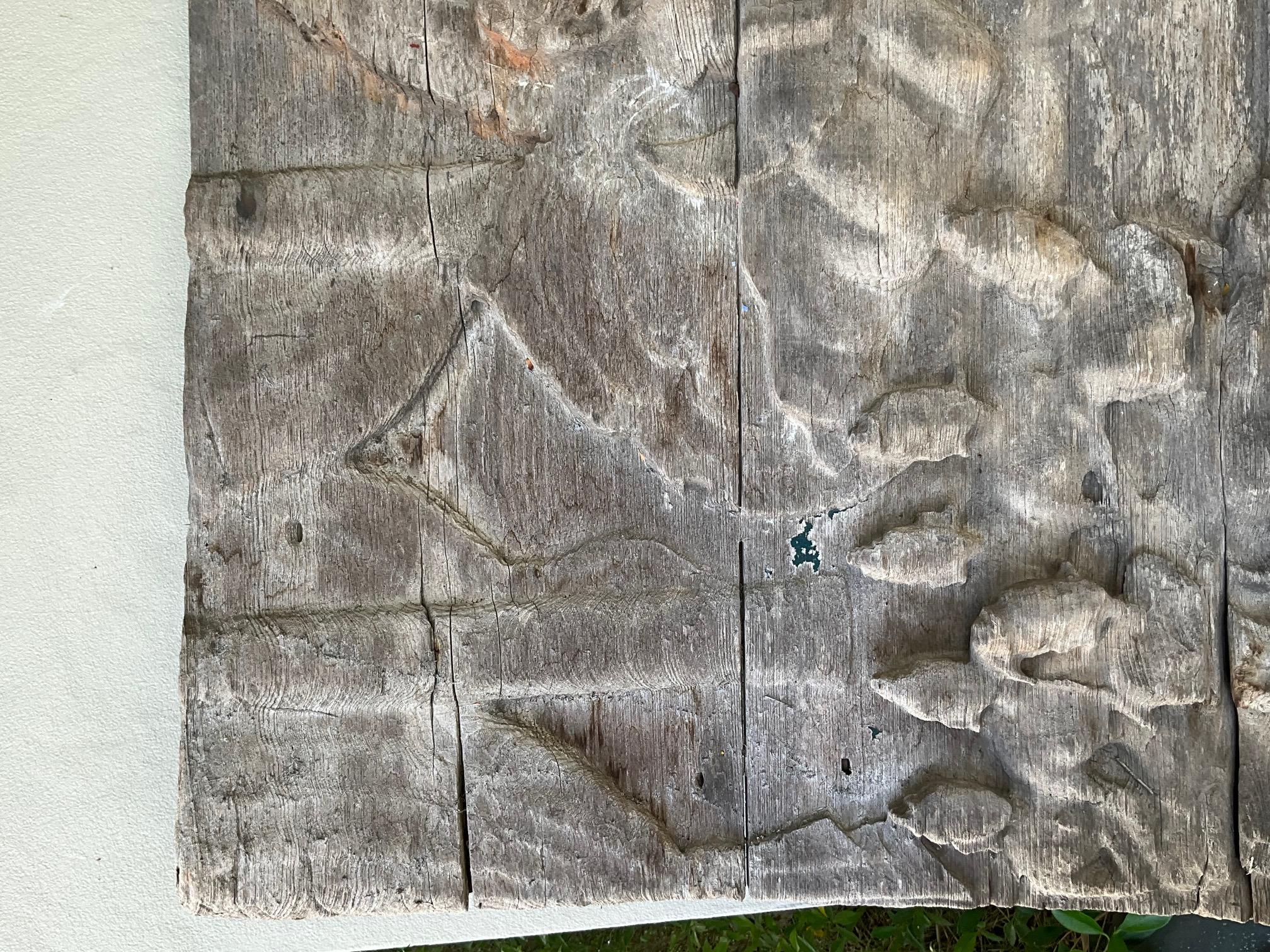 XVIIIe siècle et antérieur Panneau en teck sculpté birman du XVIIIe siècle - Scène de la vie du Bouddha en vente