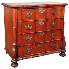 18th Century Burr and Oyster Red Walnut Serpentine Chest of Small Size