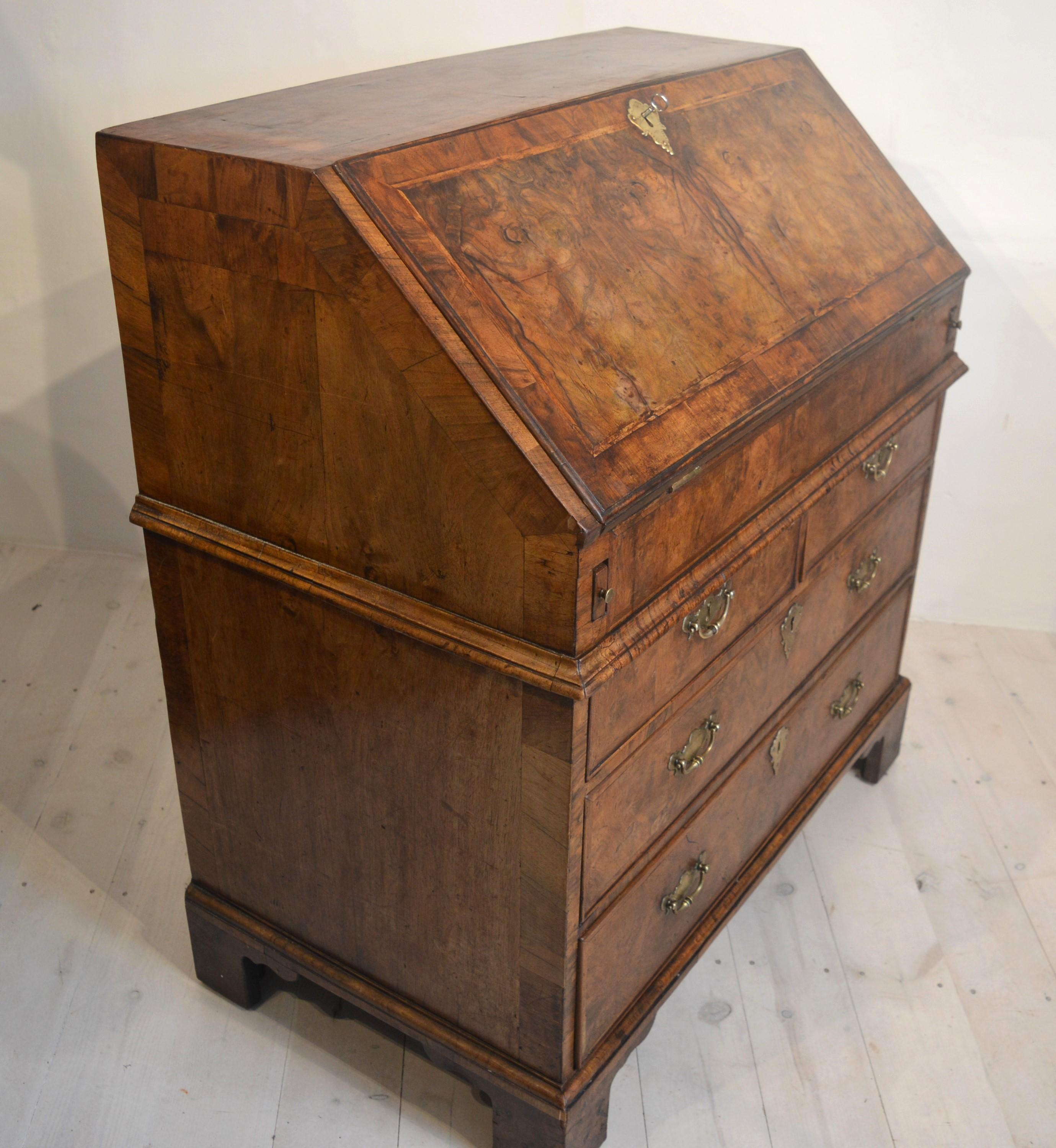 18th century burr walnut bureau  For Sale 1