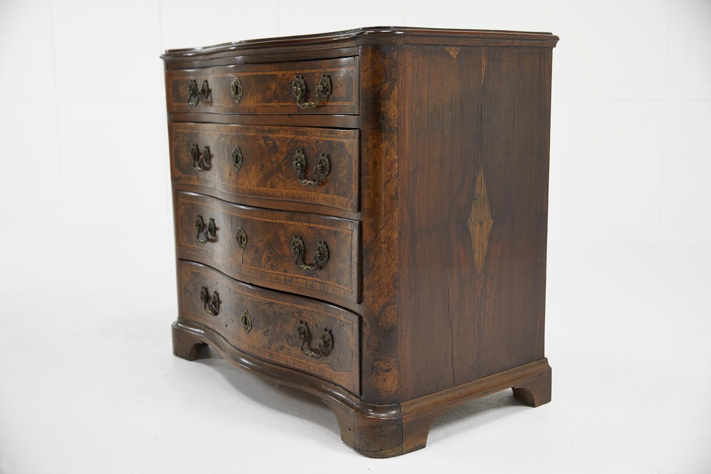 European 18th Century Burr Walnut Commode For Sale