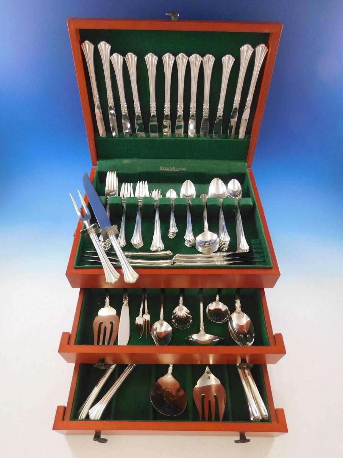 Impressive 18th century by Reed & Barton sterling silver flatware set, 105 pieces. This set includes:

Eight knives, 9