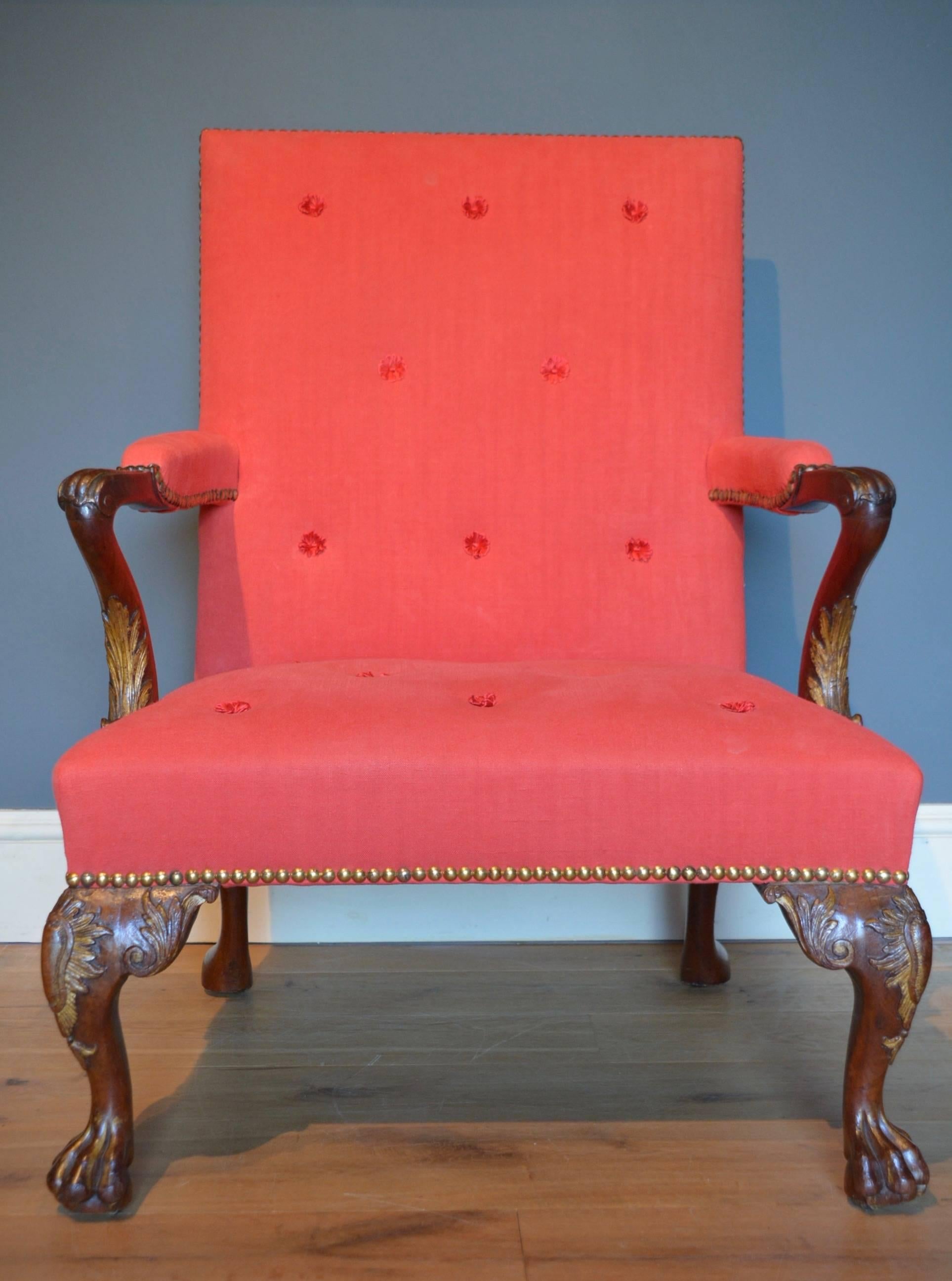 18th Century Cabriole Leg Mahogany Gainsborough Chair In Good Condition For Sale In Salisbury Wiltshire, GB