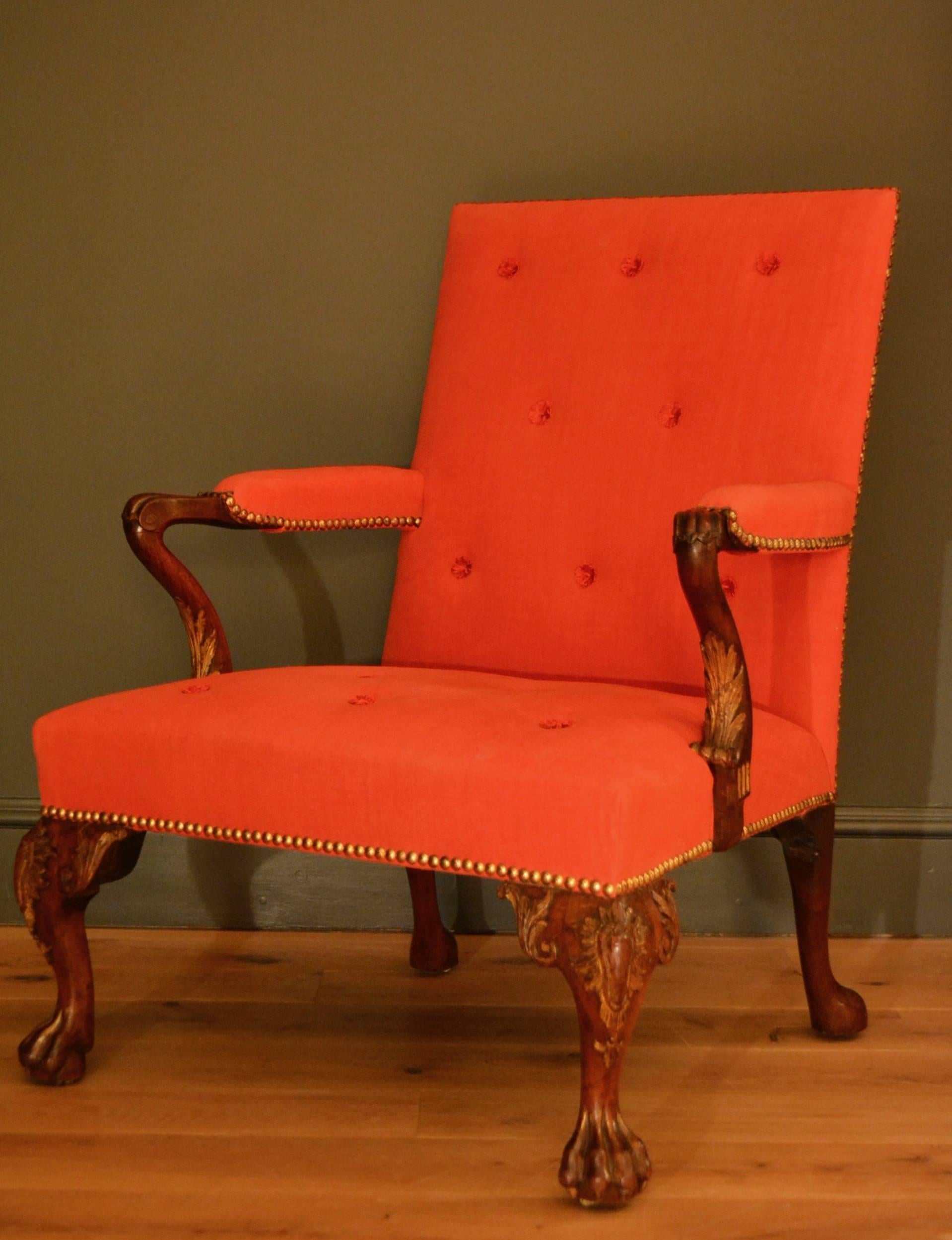 18th Century Cabriole Leg Mahogany Gainsborough Chair For Sale 1