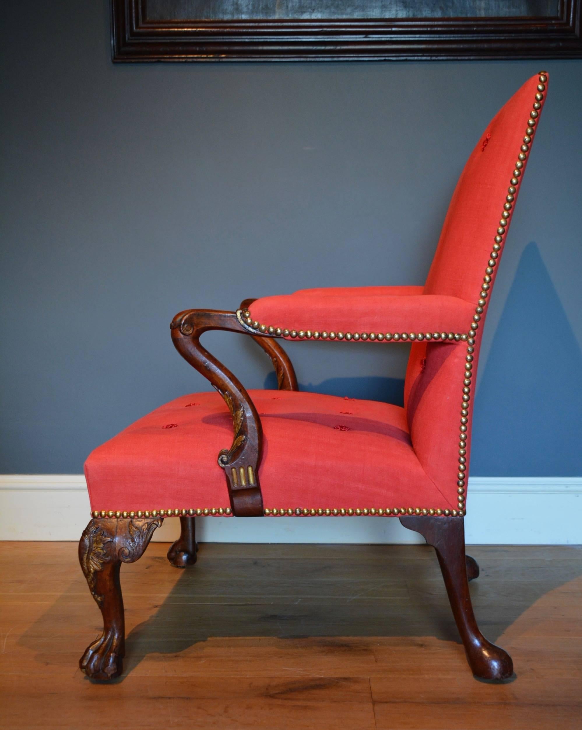 18th Century Cabriole Leg Mahogany Gainsborough Chair For Sale 2