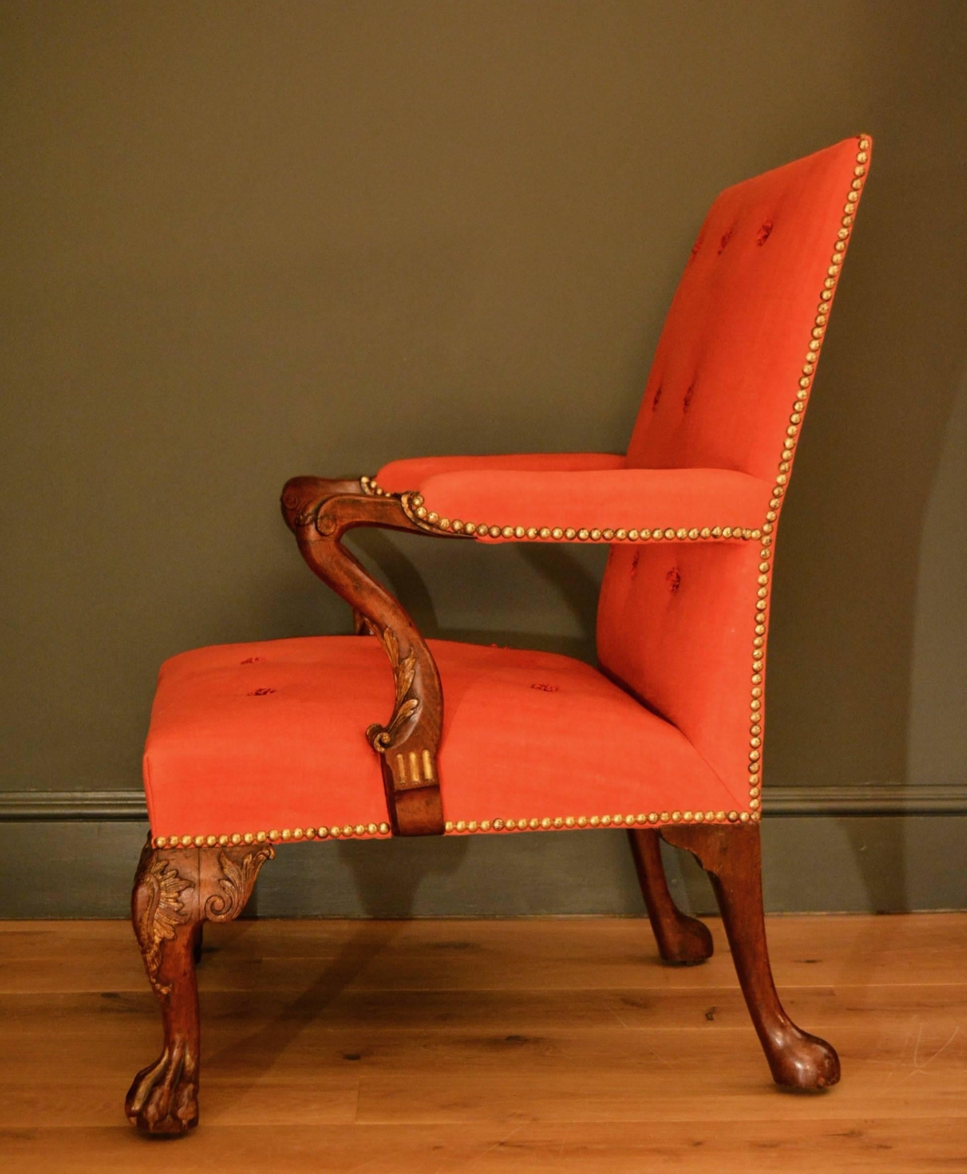 18th Century Cabriole Leg Mahogany Gainsborough Chair For Sale 3