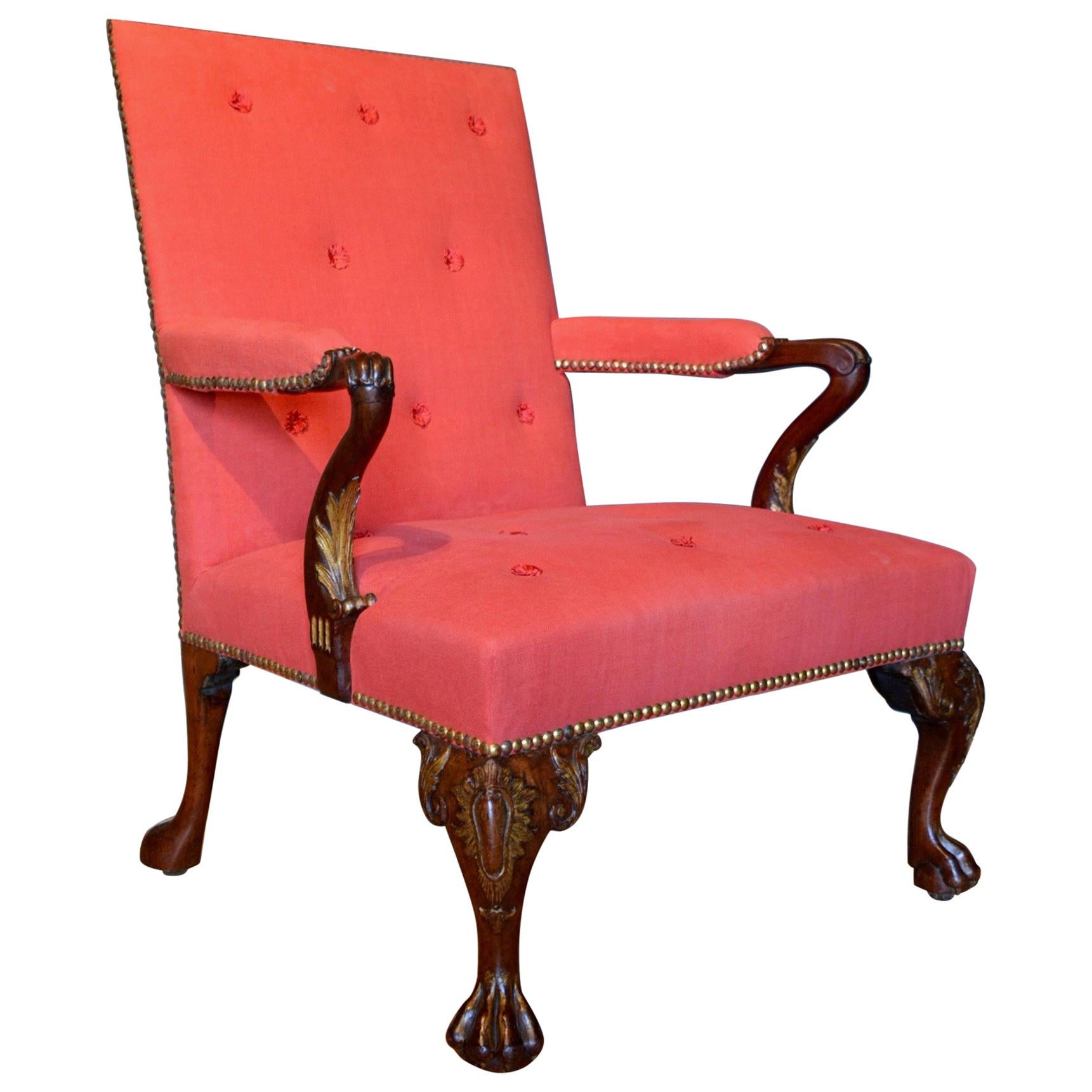 18th Century Cabriole Leg Mahogany Gainsborough Chair For Sale
