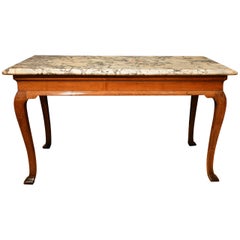 ​18th Century Cabriole Leg Walnut Marble-Top Side Table