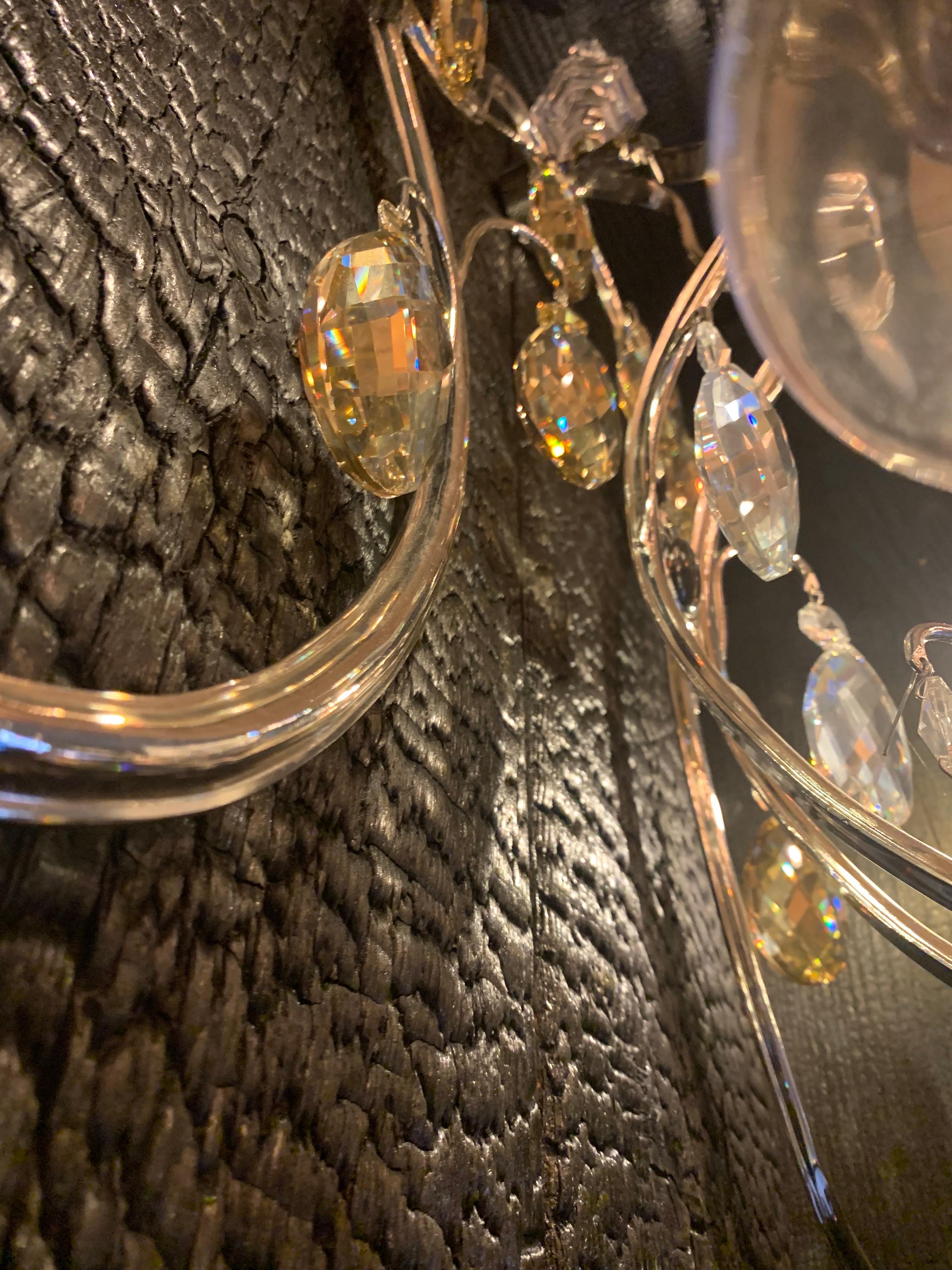 Cage-Wandleuchte aus Nickel, Bronze und Kristall, 18. Jahrhundert, mit 2 Lichtern im Zustand „Hervorragend“ im Angebot in SAINT-OUEN-SUR-SEINE, FR
