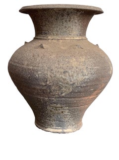 18th Century Cambodian Khmer Weathered Dark Brown Vase