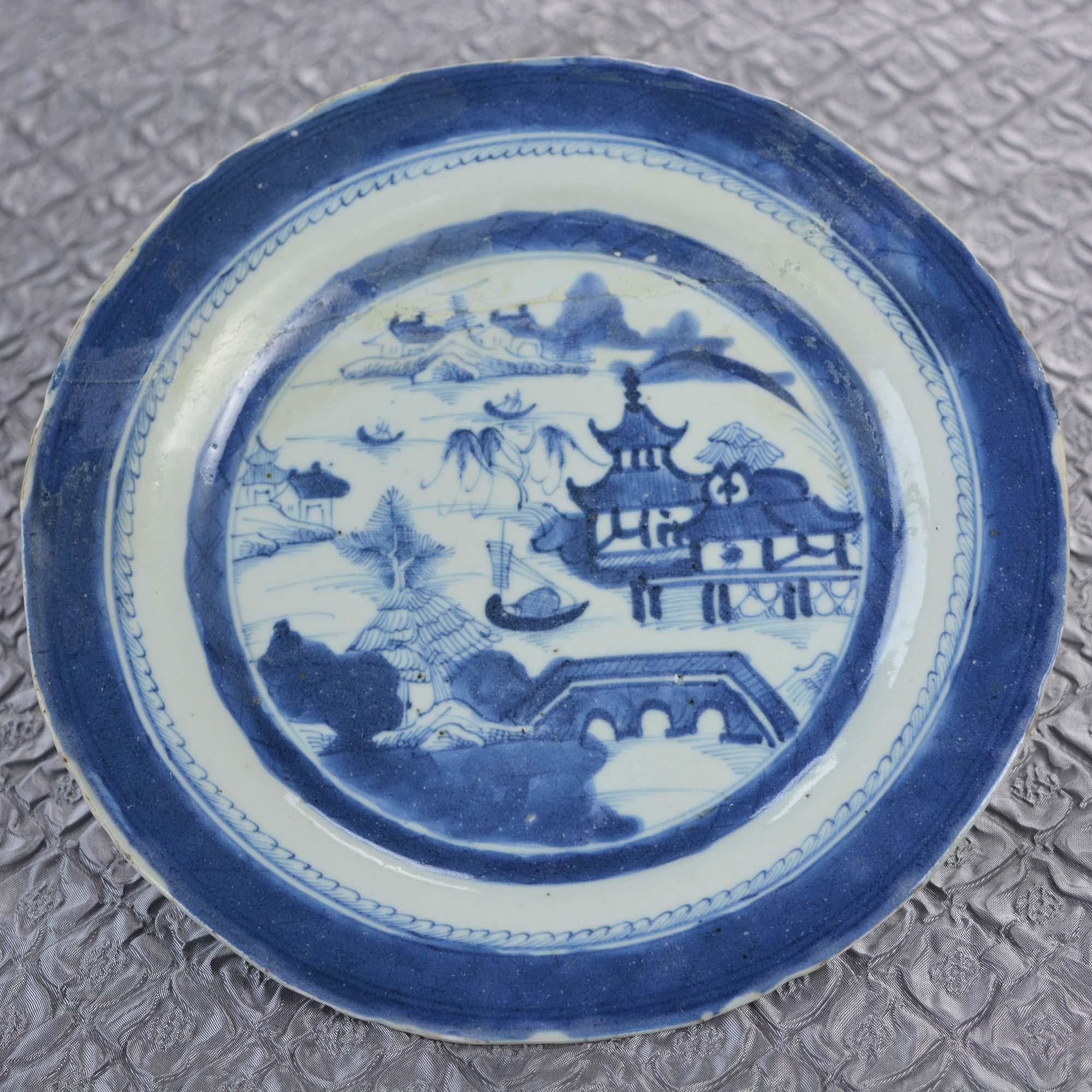Ceramic 18th Century Canton Ware Plate For Sale