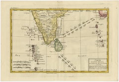 18th Century Cartographic Depiction of Upper India and Ceylon, 1835