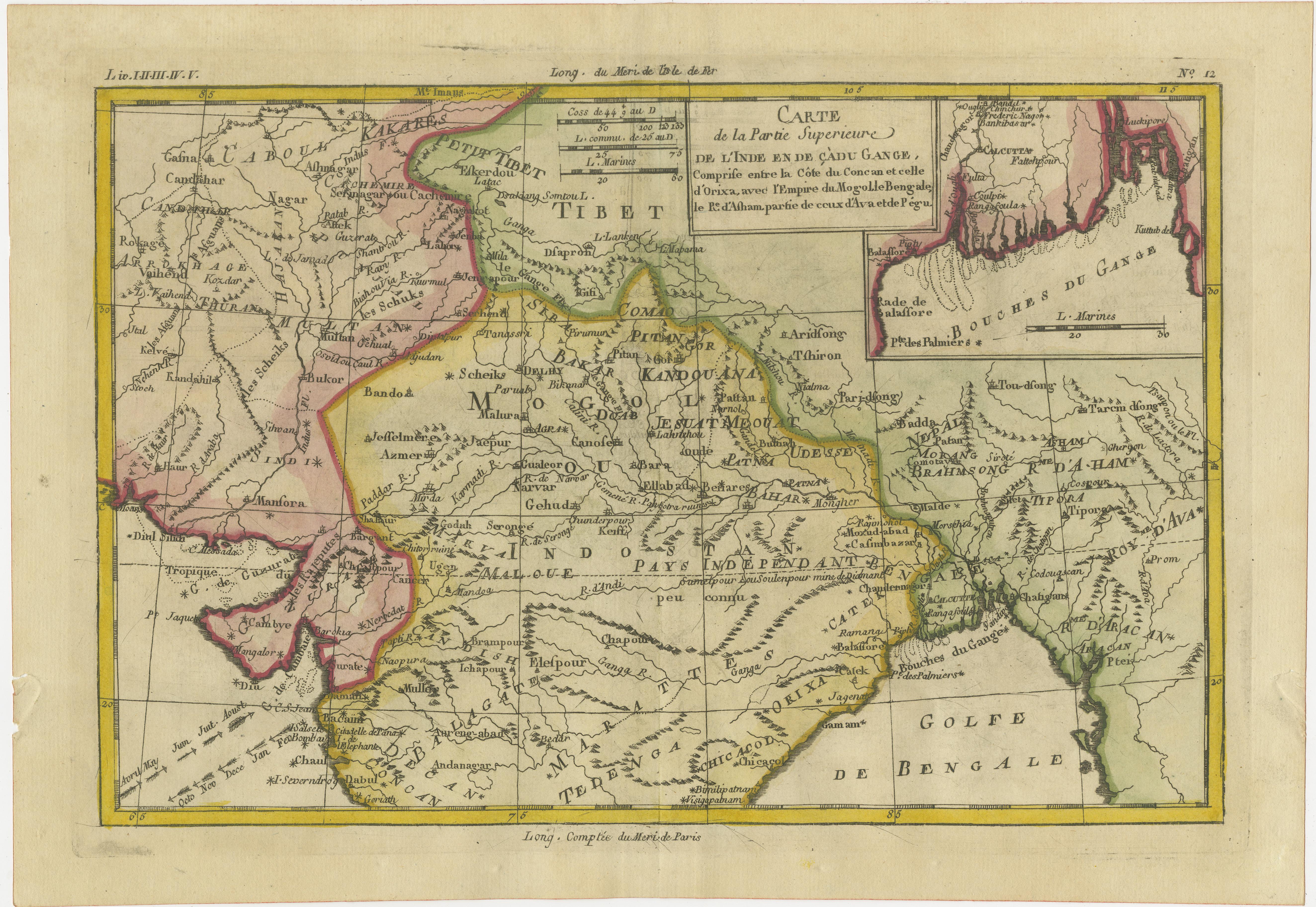 Representación cartográfica del siglo XVIII de la Alta India y Ceilán, 1835 en Bueno estado para la venta en Langweer, NL