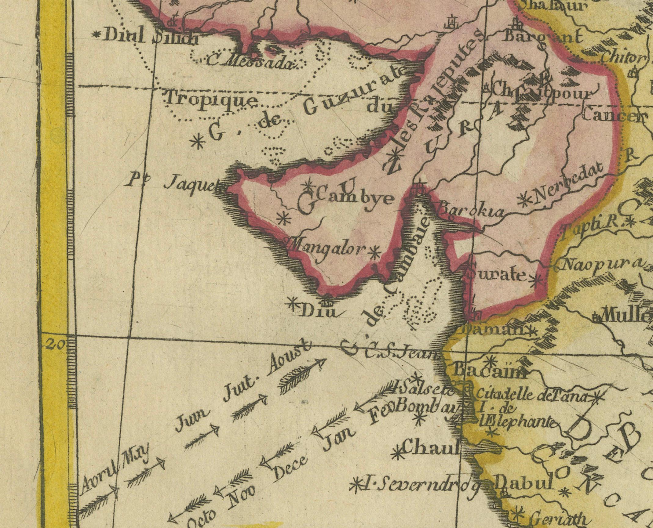 Mid-19th Century 18th Century Cartographic Depiction of Upper India and Ceylon, 1835  For Sale