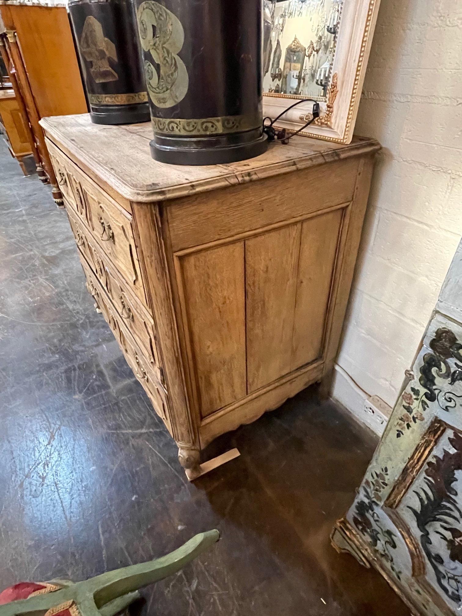 18th Century Carved and Bleached Oak Commode For Sale 5