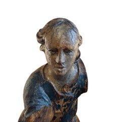 Figura di arcangelo intagliata e decorata del XVIII secolo, circa 1780