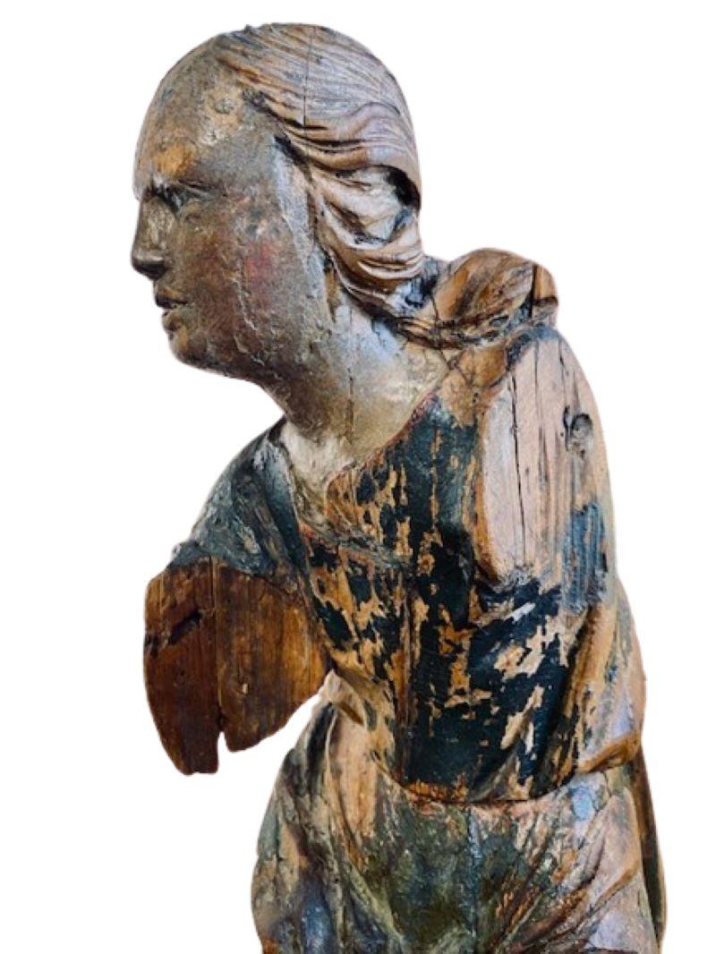 European 18th Century Carved and Decorated Figure of an Archangel, circa 1780 For Sale