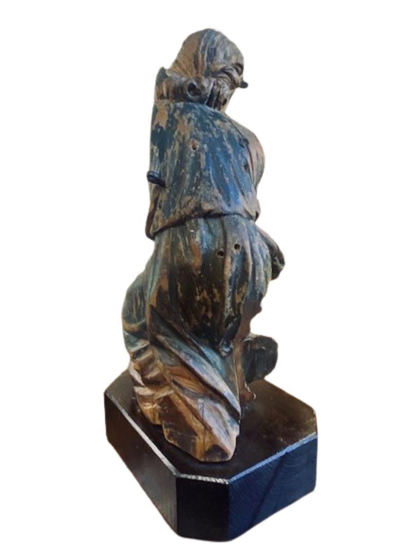 Wood 18th Century Carved and Decorated Figure of an Archangel, circa 1780 For Sale
