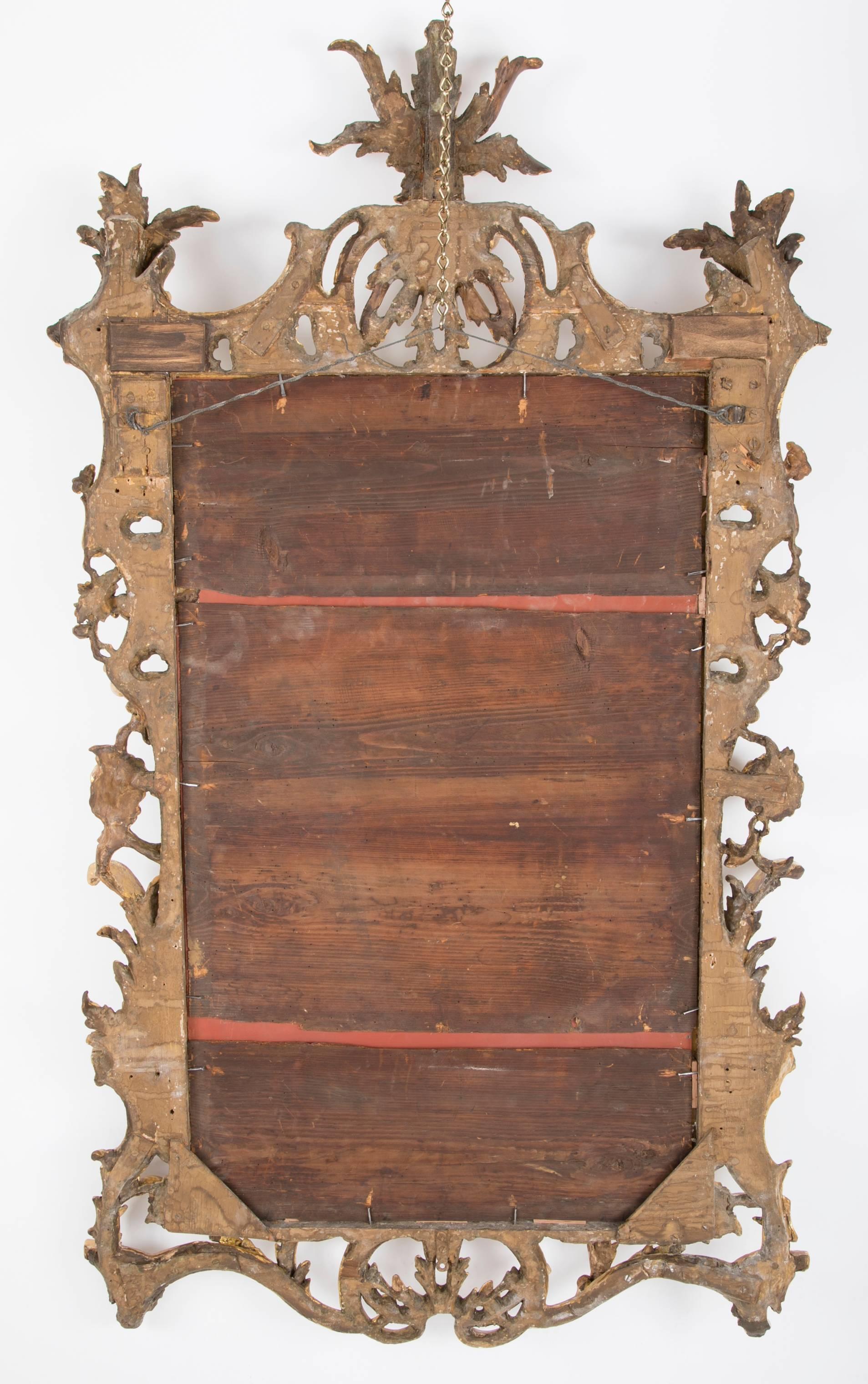 18th Century Carved and Giltwood English Chippendale Mirror, Large Scale 5